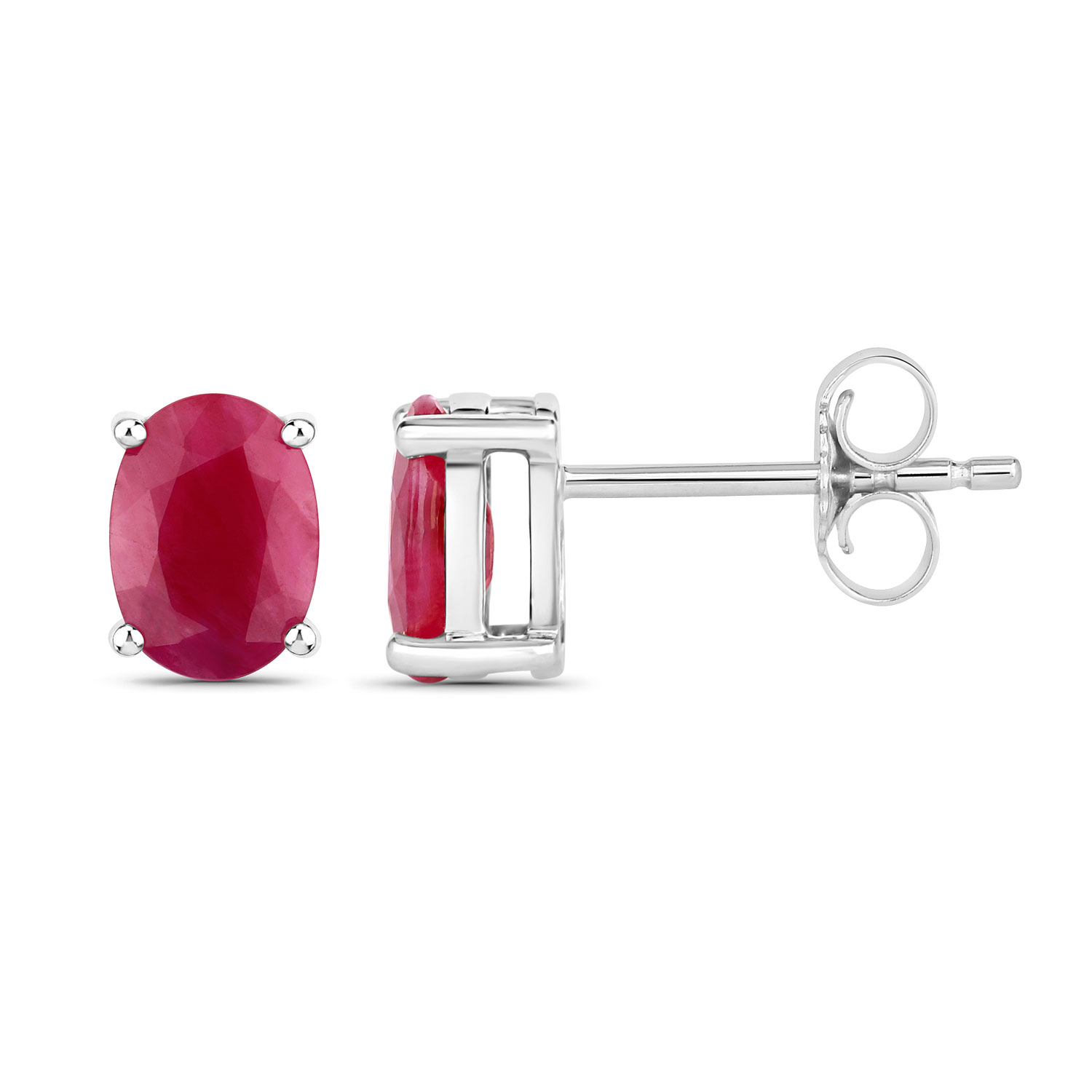 1.70 Carat Genuine Ruby 10K White Gold Earrings