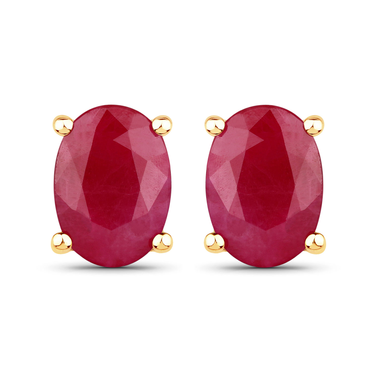 1.70 Carat Genuine Ruby 10K Yellow Gold Earrings