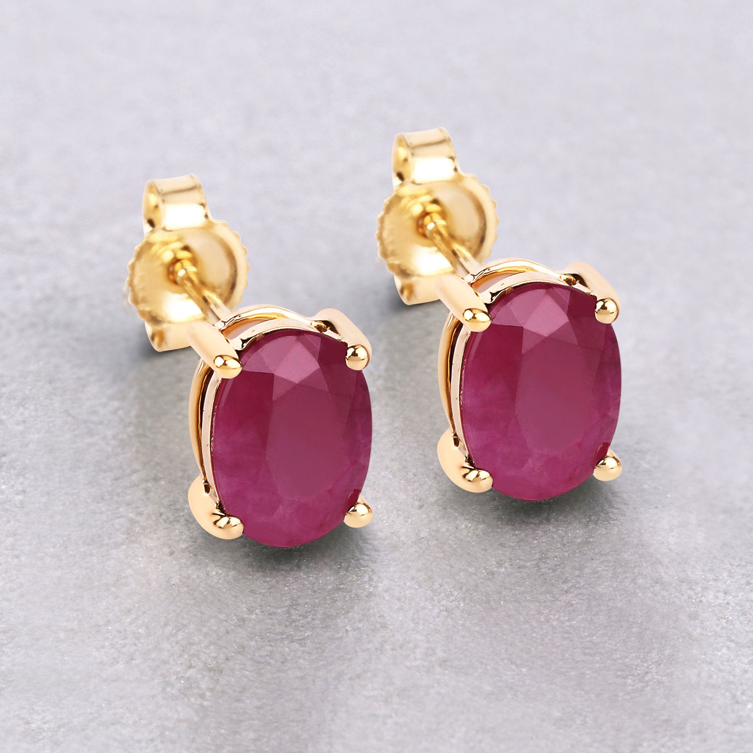 1.70 Carat Genuine Ruby 10K Yellow Gold Earrings