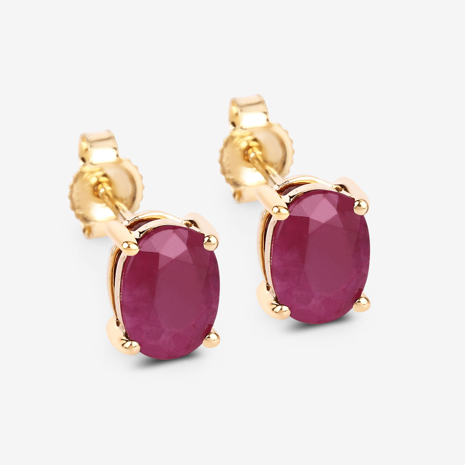 1.70 Carat Genuine Ruby 10K Yellow Gold Earrings