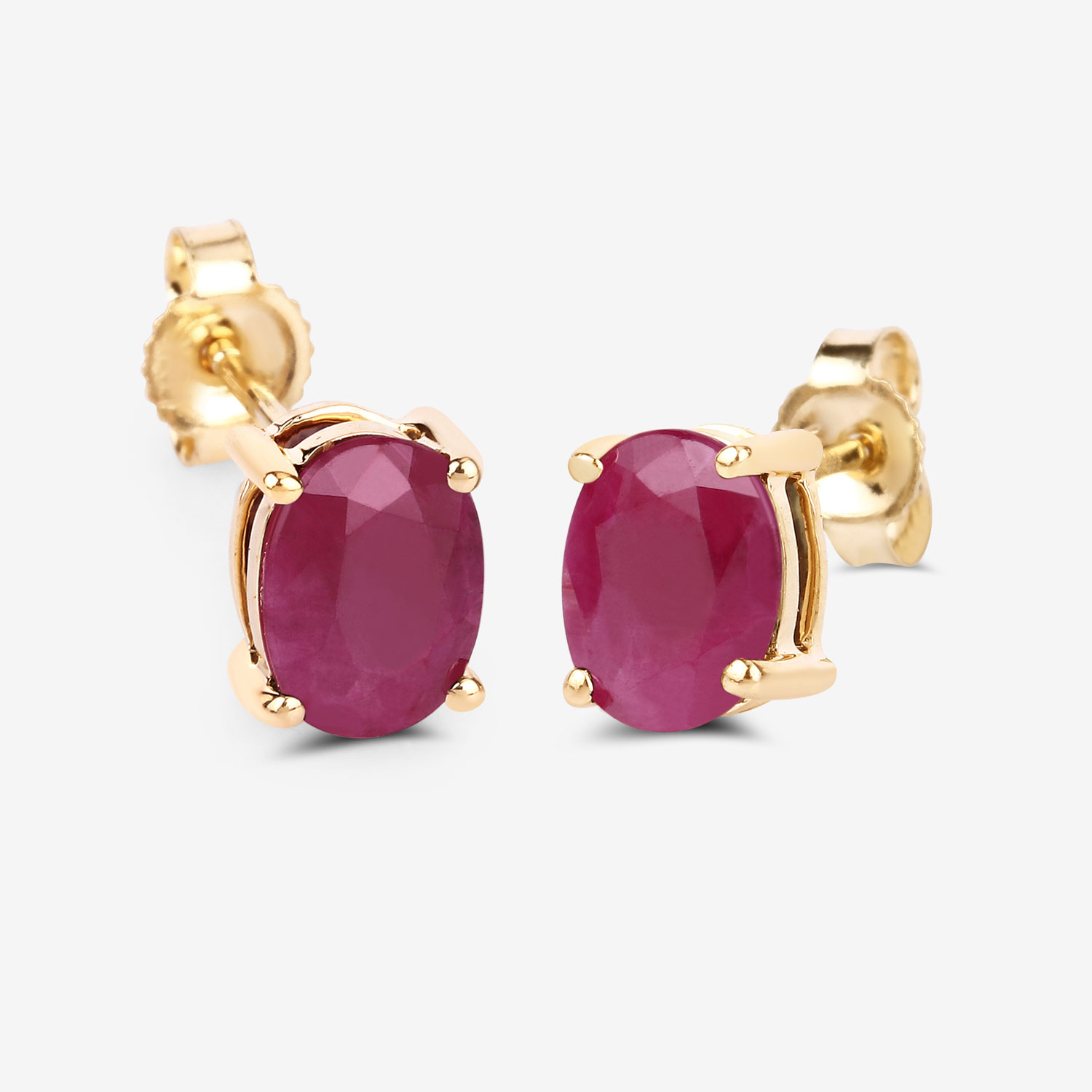1.70 Carat Genuine Ruby 10K Yellow Gold Earrings