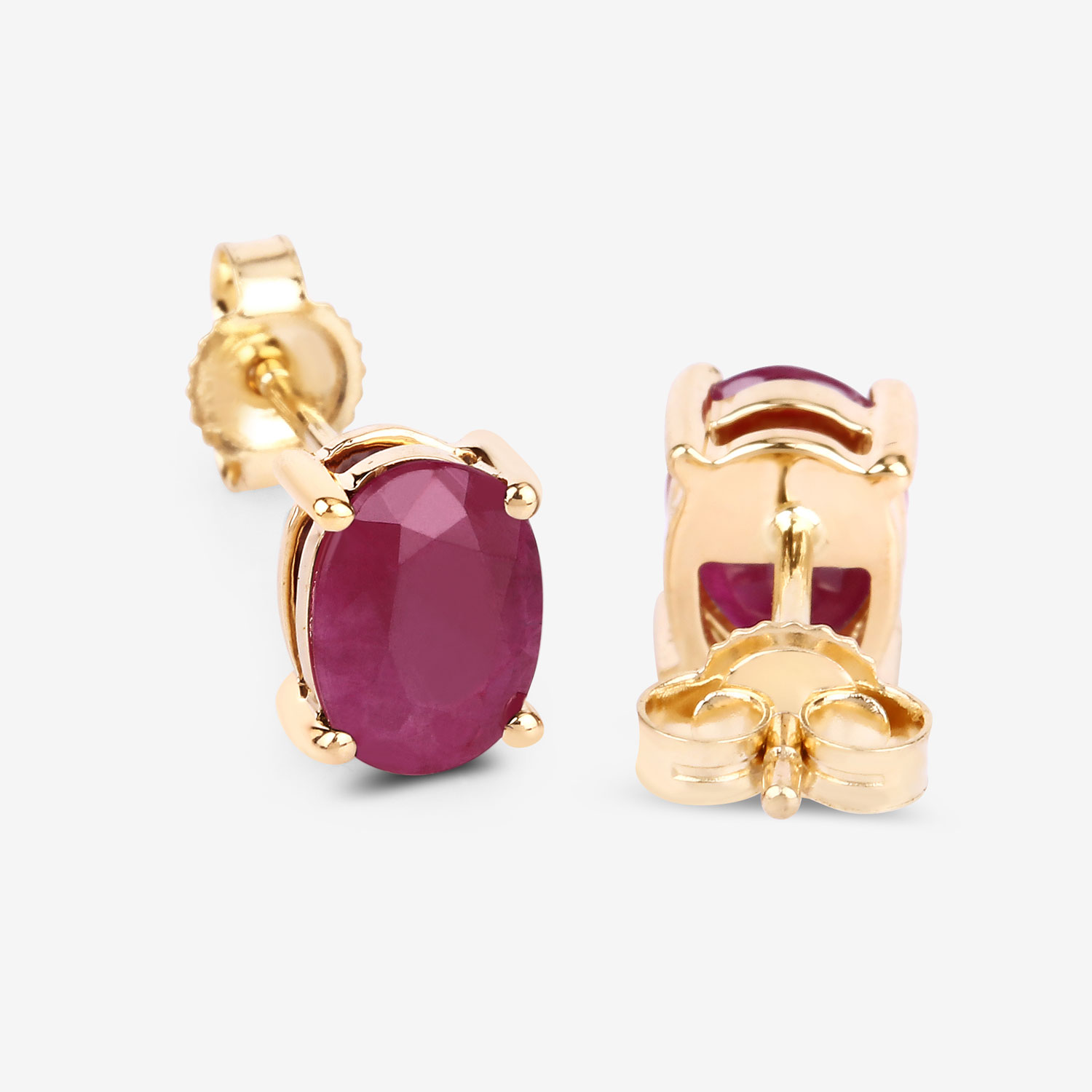 1.70 Carat Genuine Ruby 10K Yellow Gold Earrings
