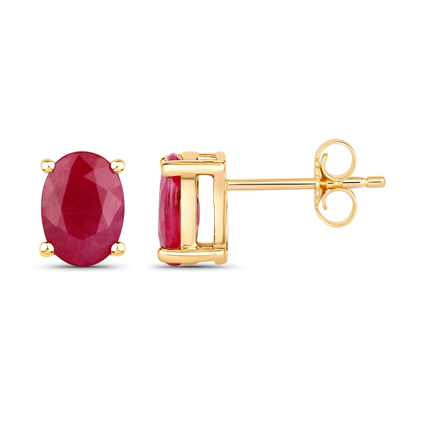 1.70 Carat Genuine Ruby 10K Yellow Gold Earrings