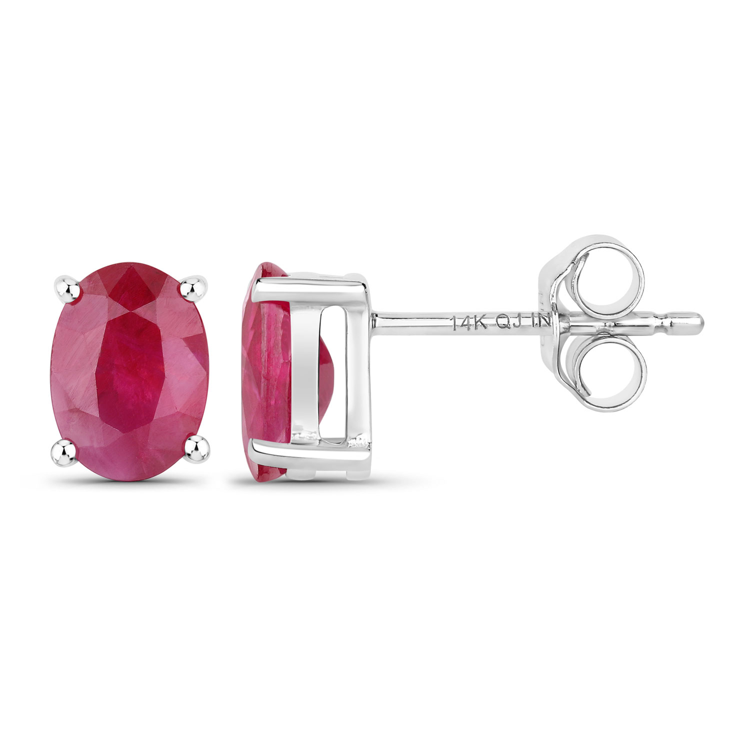 1.70 Carat Genuine Ruby 14K White Gold Earrings