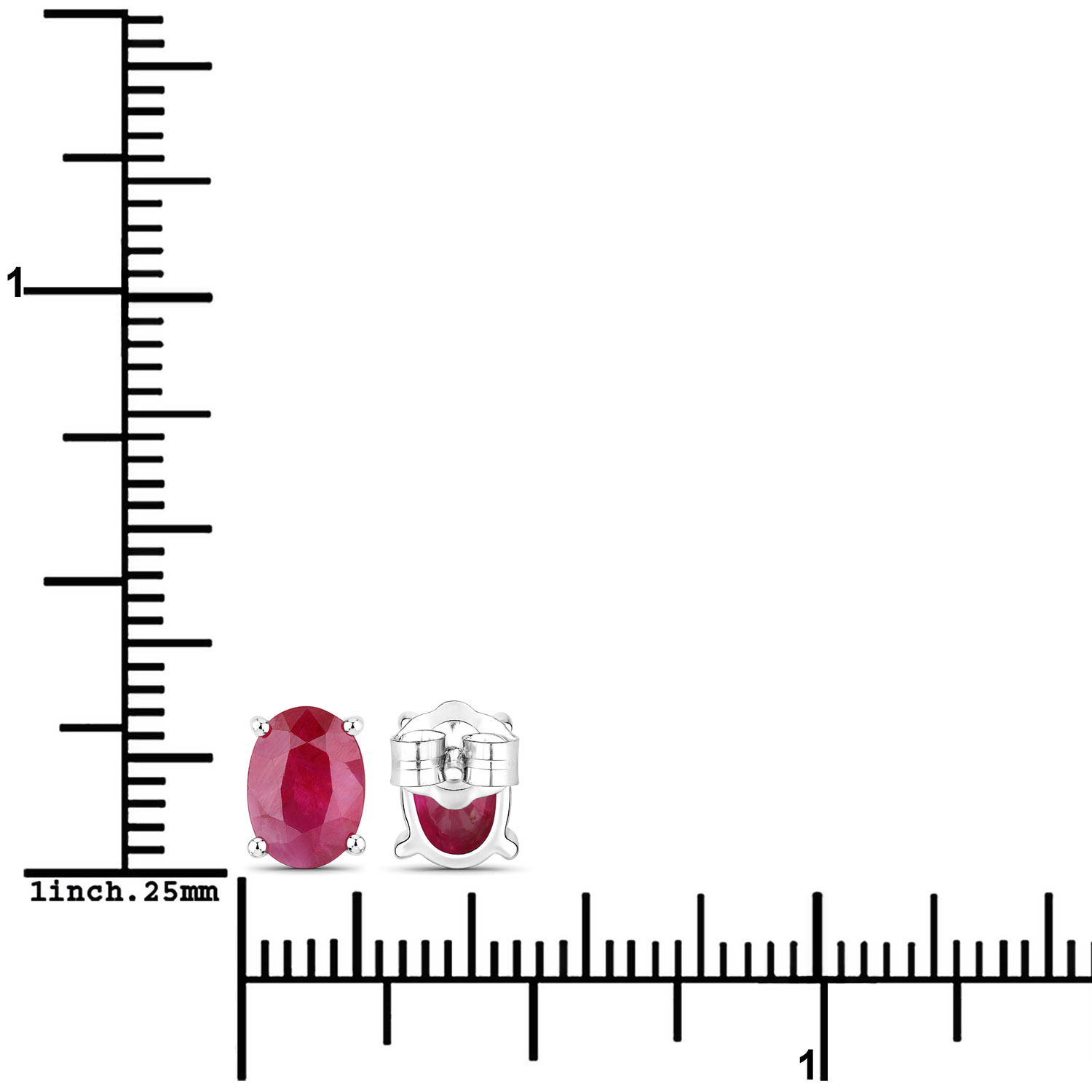 1.70 Carat Genuine Ruby 14K White Gold Earrings