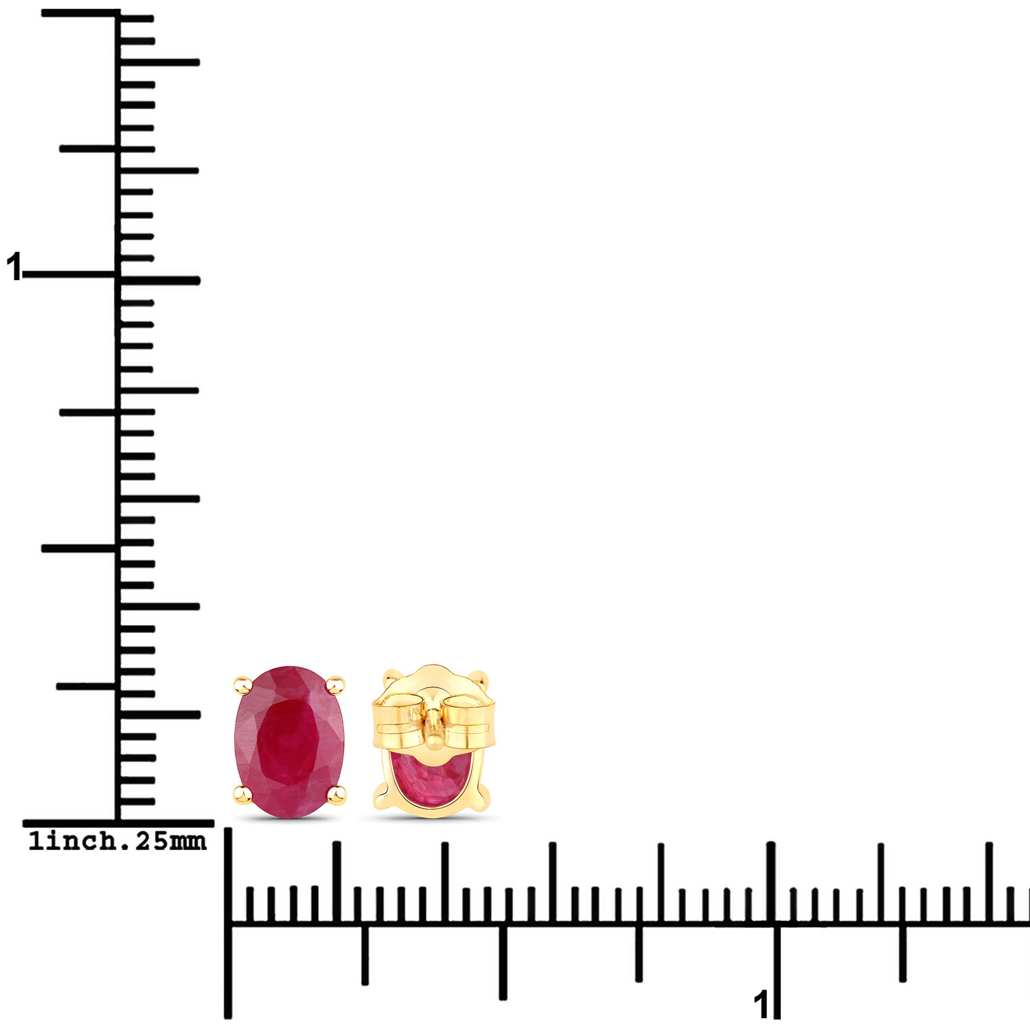 1.70 Carat Genuine Ruby 14K Yellow Gold Earrings
