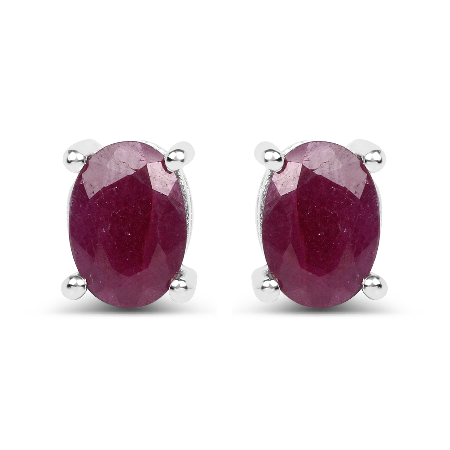 2.00 Carat Genuine Ruby .925 Sterling Silver Earrings