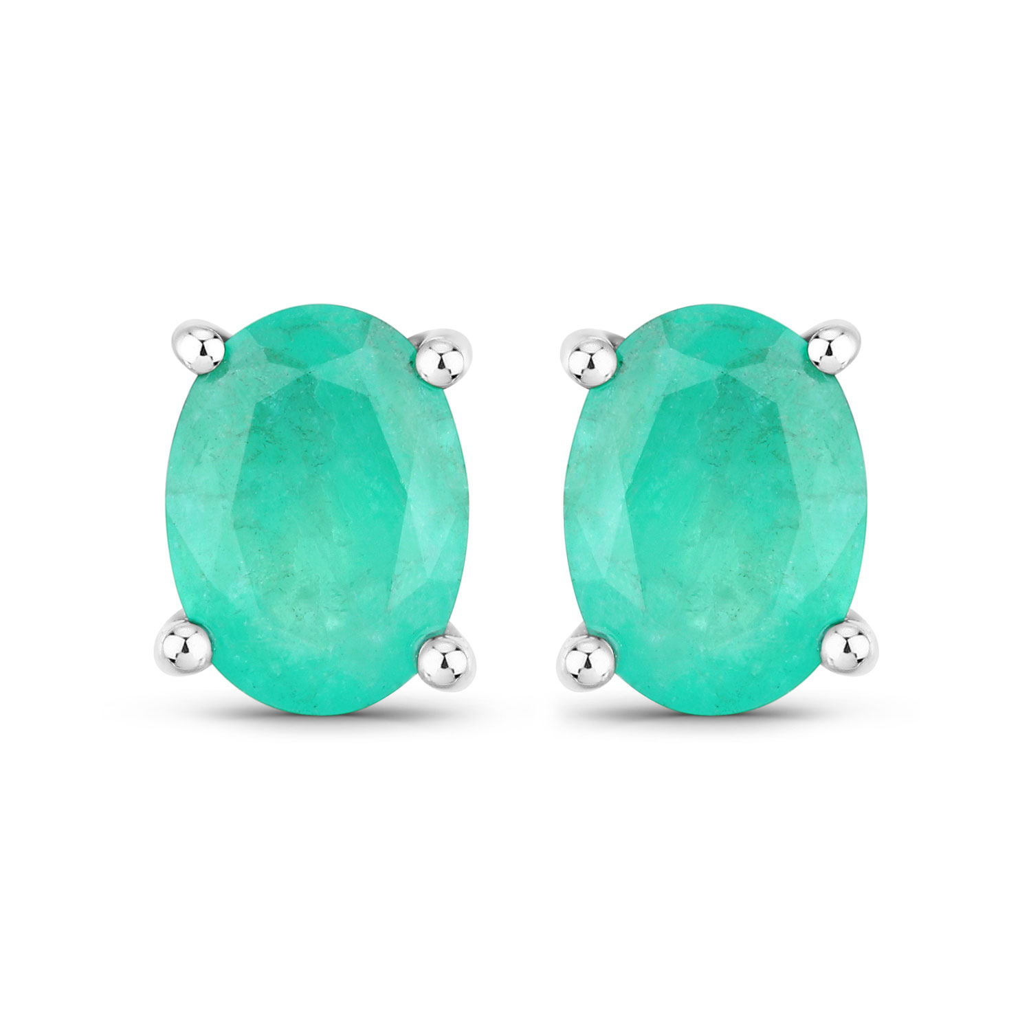 1.44 Carat Genuine Zambian Emerald 10K White Gold Earrings