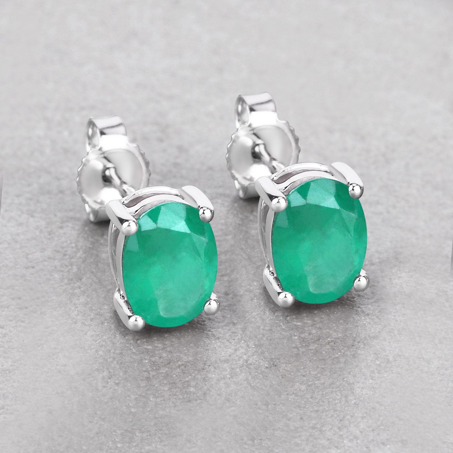 1.44 Carat Genuine Zambian Emerald 10K White Gold Earrings