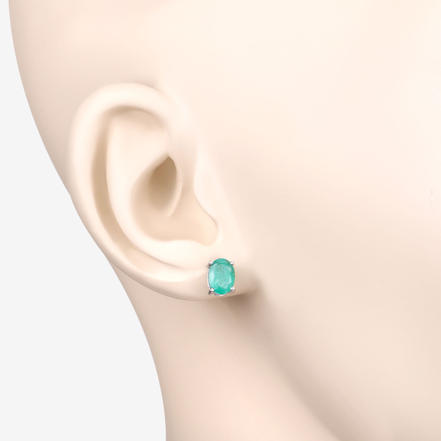 1.44 Carat Genuine Zambian Emerald 10K White Gold Earrings