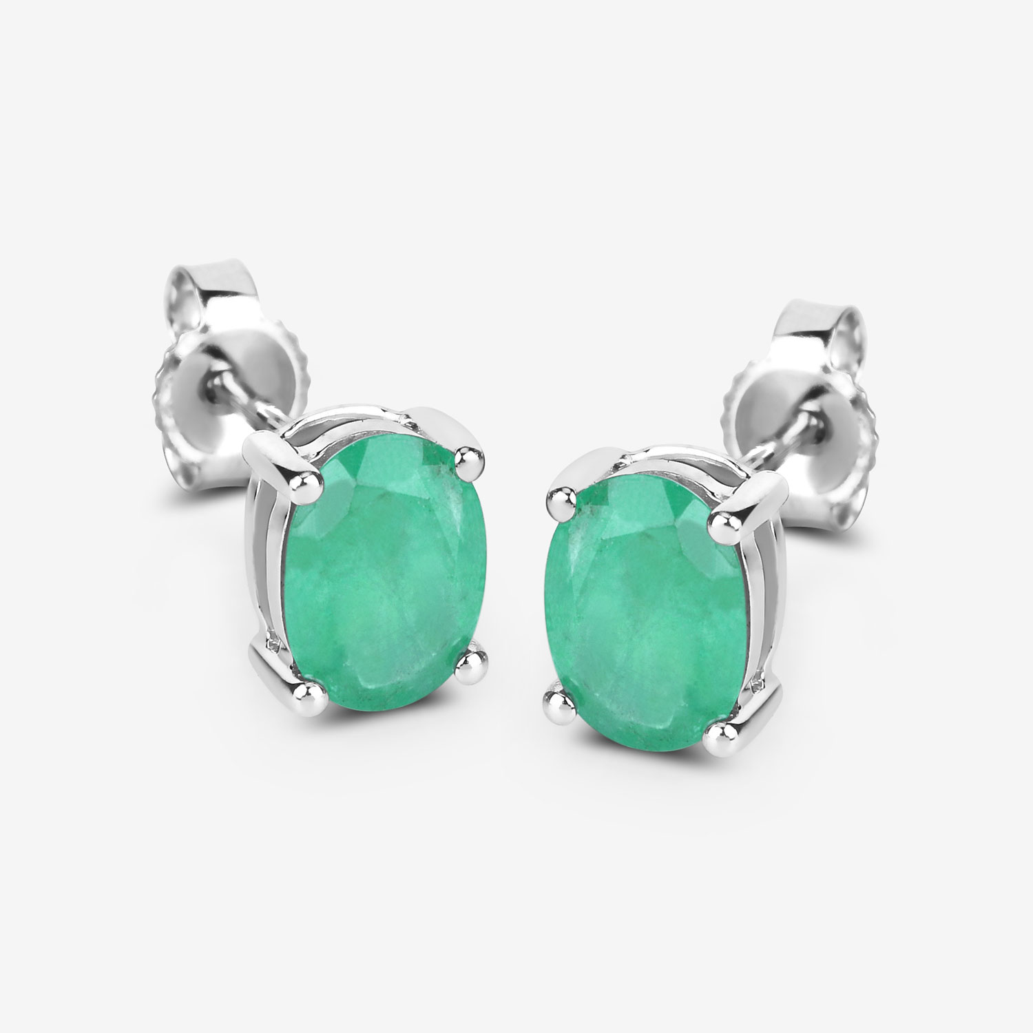 1.44 Carat Genuine Zambian Emerald 10K White Gold Earrings