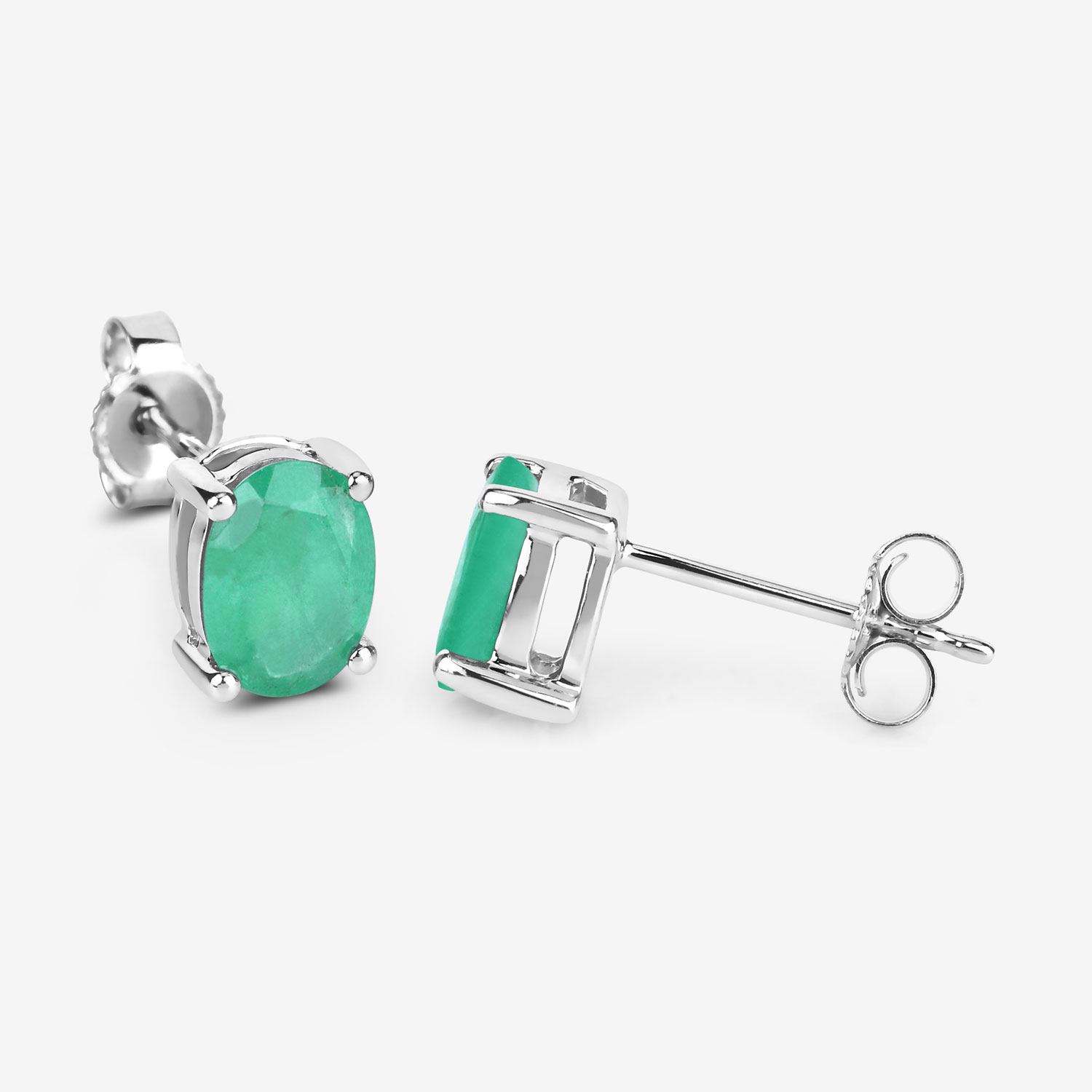 1.44 Carat Genuine Zambian Emerald 10K White Gold Earrings