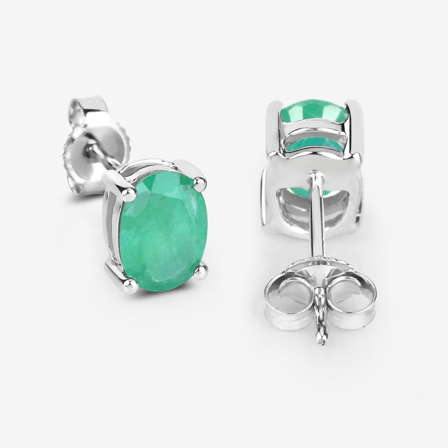 1.44 Carat Genuine Zambian Emerald 10K White Gold Earrings