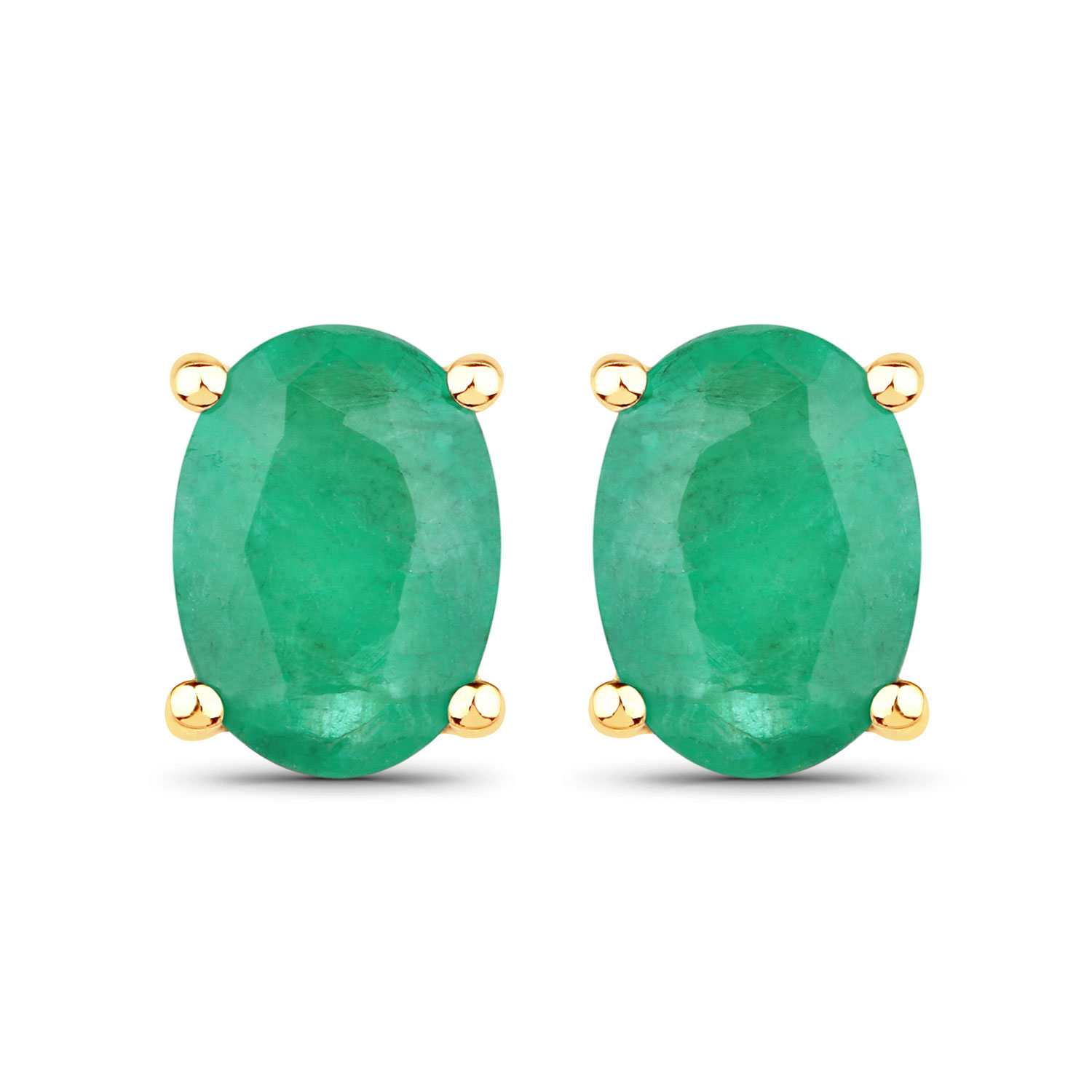 1.44 Carat Genuine Zambian Emerald 10K Yellow Gold Earrings