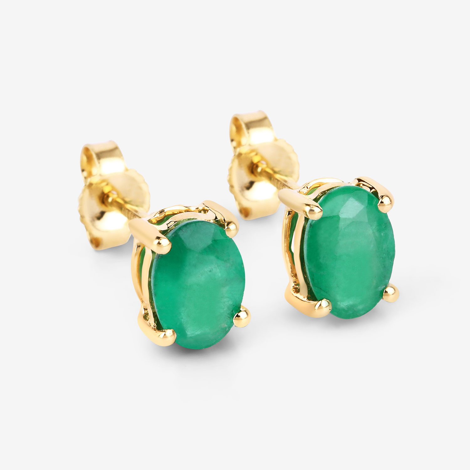 1.44 Carat Genuine Zambian Emerald 10K Yellow Gold Earrings