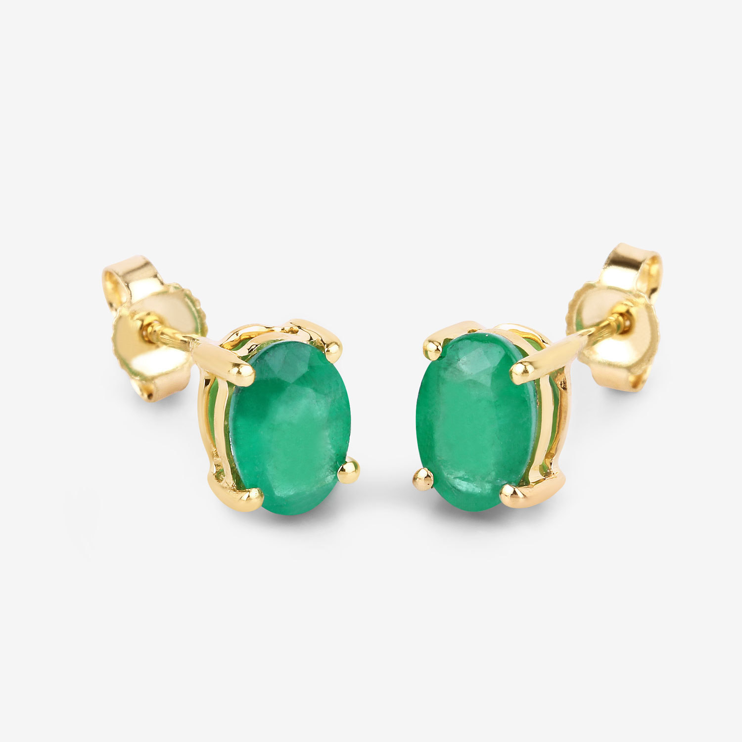 1.44 Carat Genuine Zambian Emerald 10K Yellow Gold Earrings
