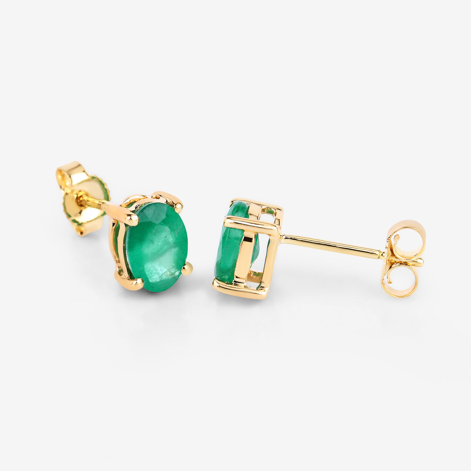 1.44 Carat Genuine Zambian Emerald 10K Yellow Gold Earrings