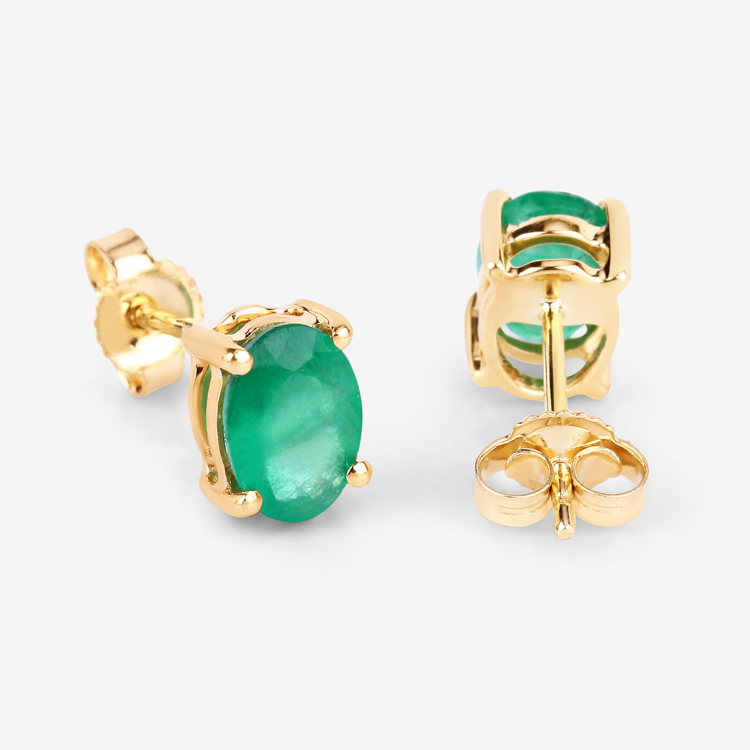 1.44 Carat Genuine Zambian Emerald 10K Yellow Gold Earrings