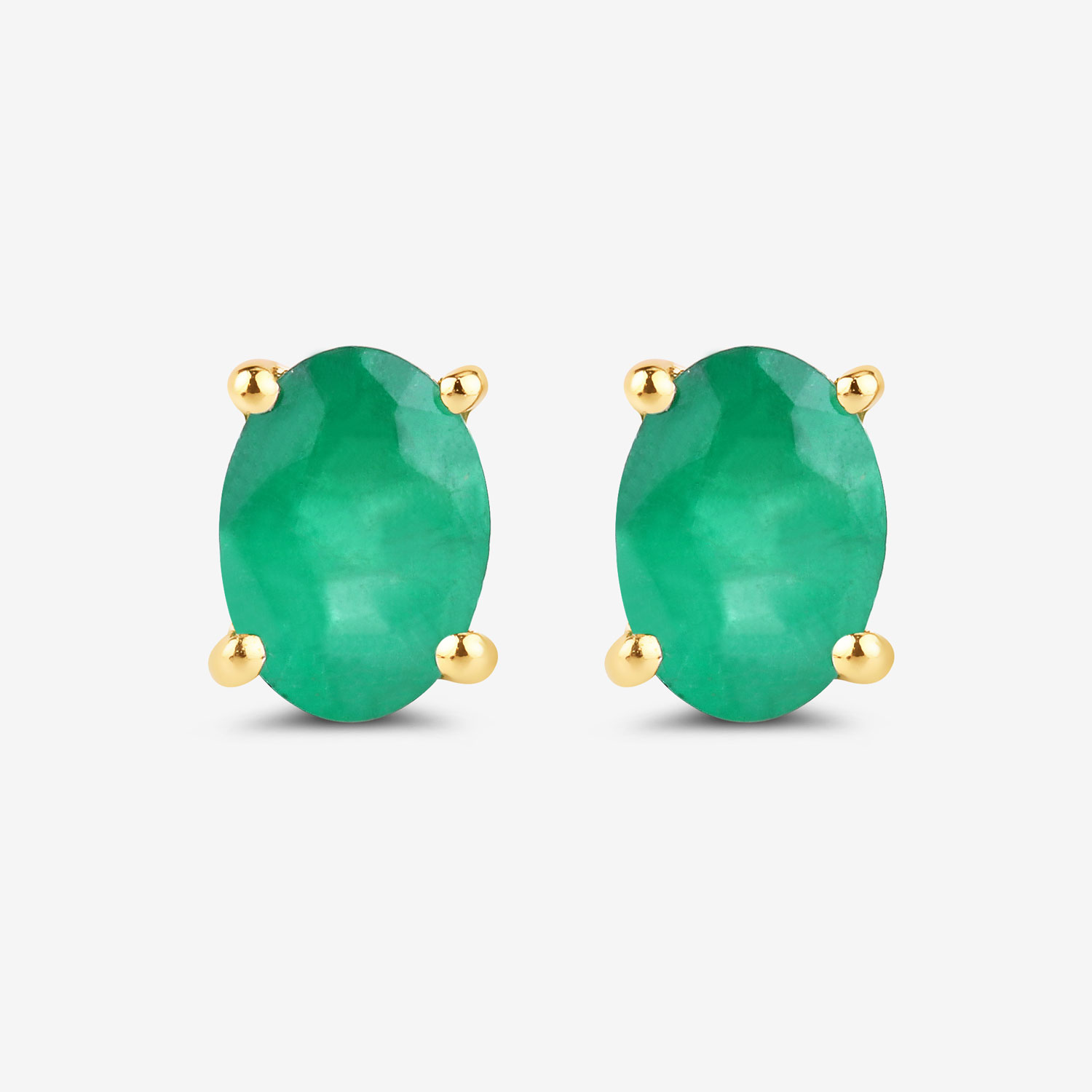 1.44 Carat Genuine Zambian Emerald 10K Yellow Gold Earrings