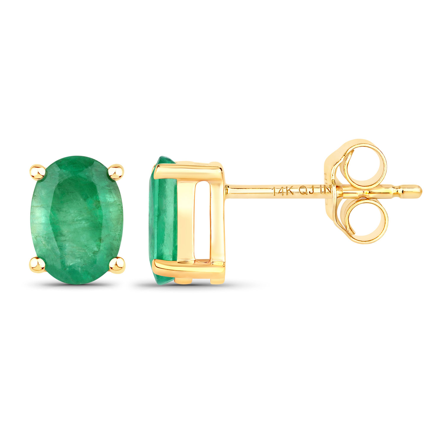 1.44 Carat Genuine Zambian Emerald 14K Yellow Gold Earrings