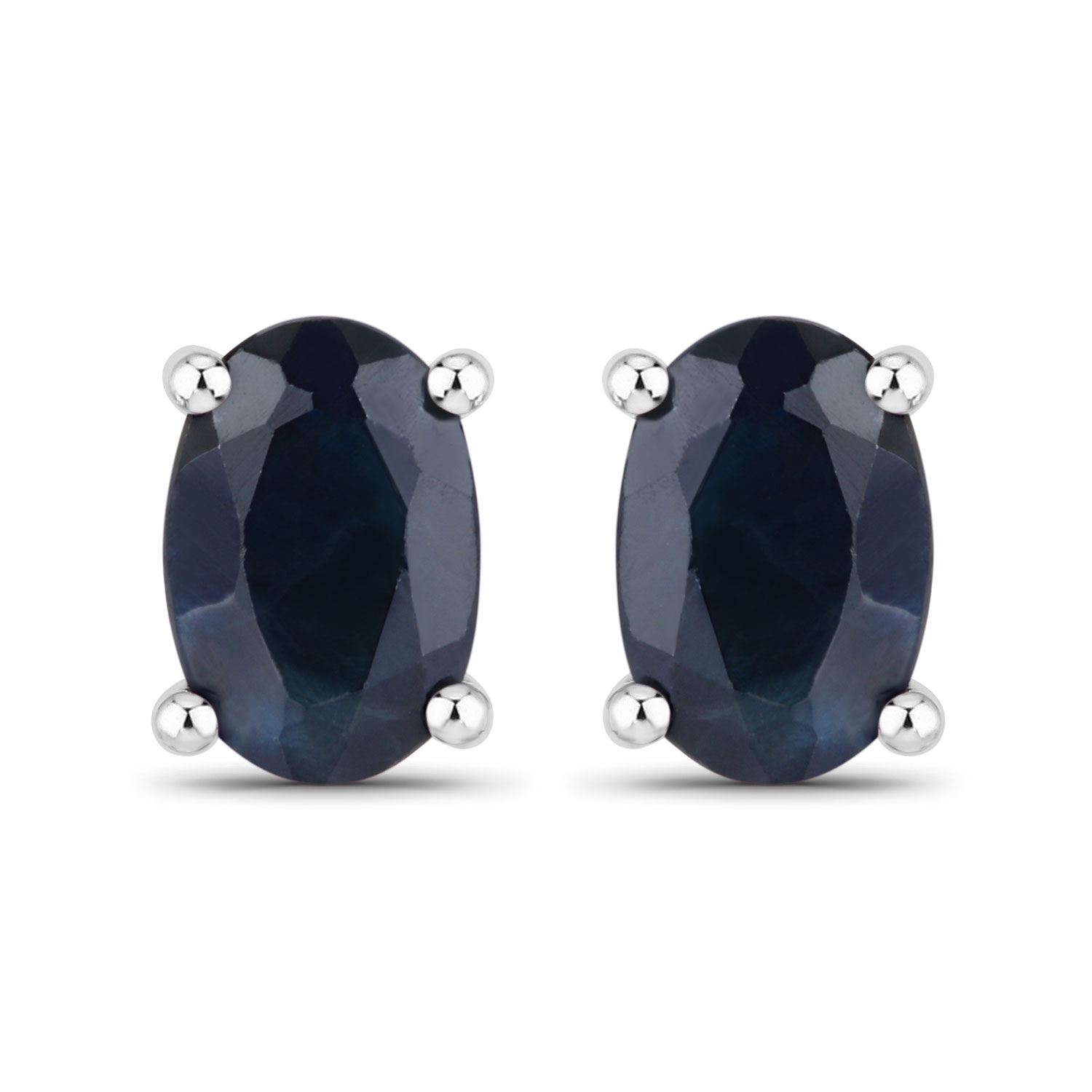 0.96 Carat Genuine Blue Sapphire 10K White Gold Earrings