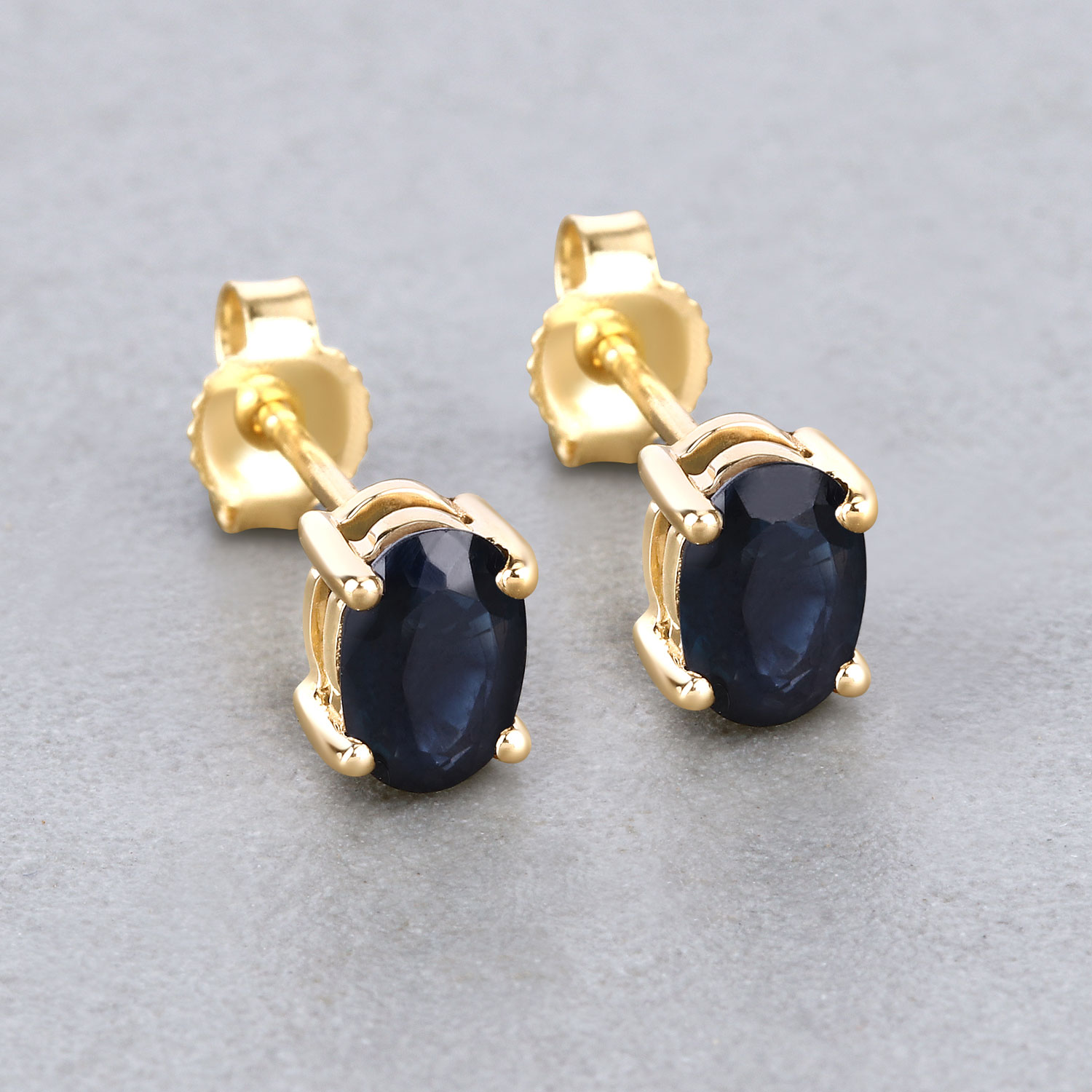 0.96 Carat Genuine Blue Sapphire 10K Yellow Gold Earrings