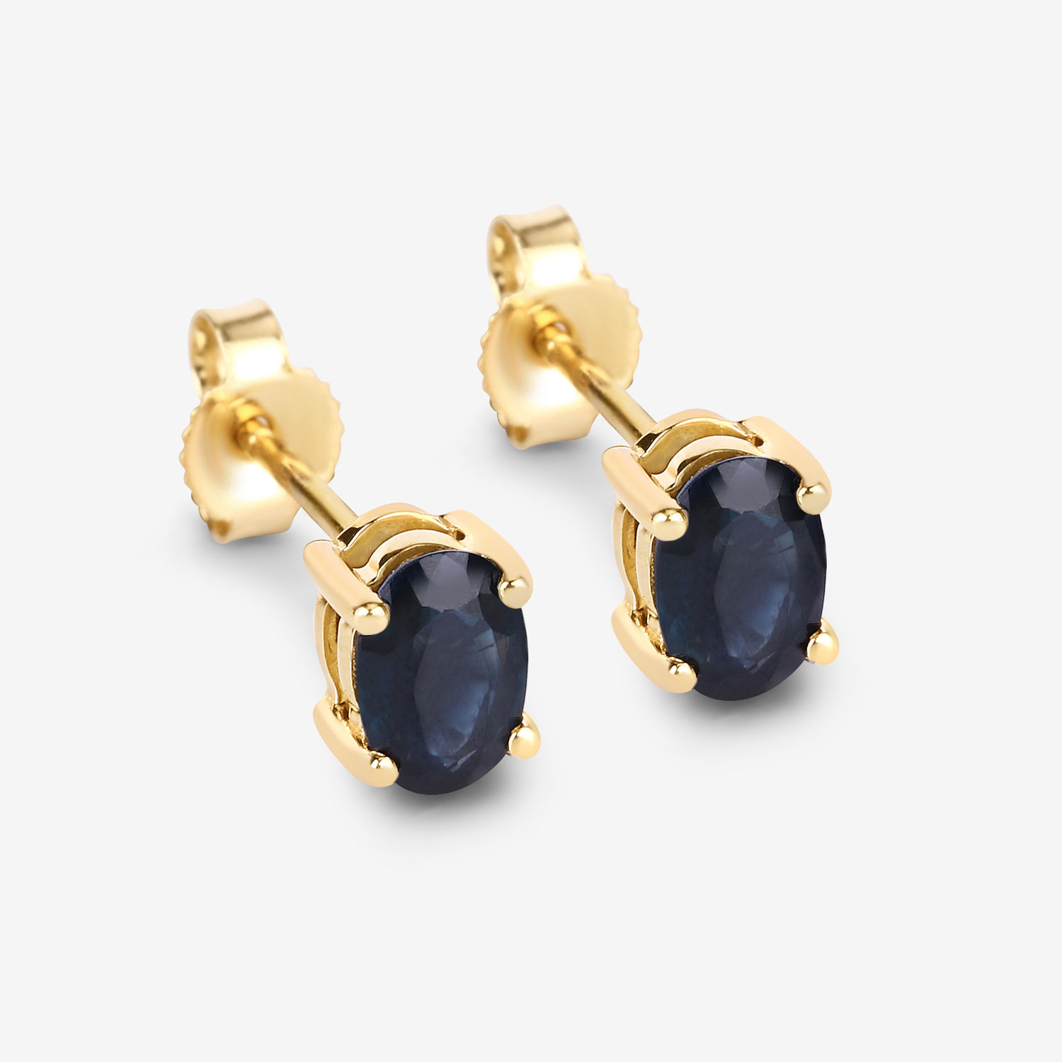 0.96 Carat Genuine Blue Sapphire 10K Yellow Gold Earrings