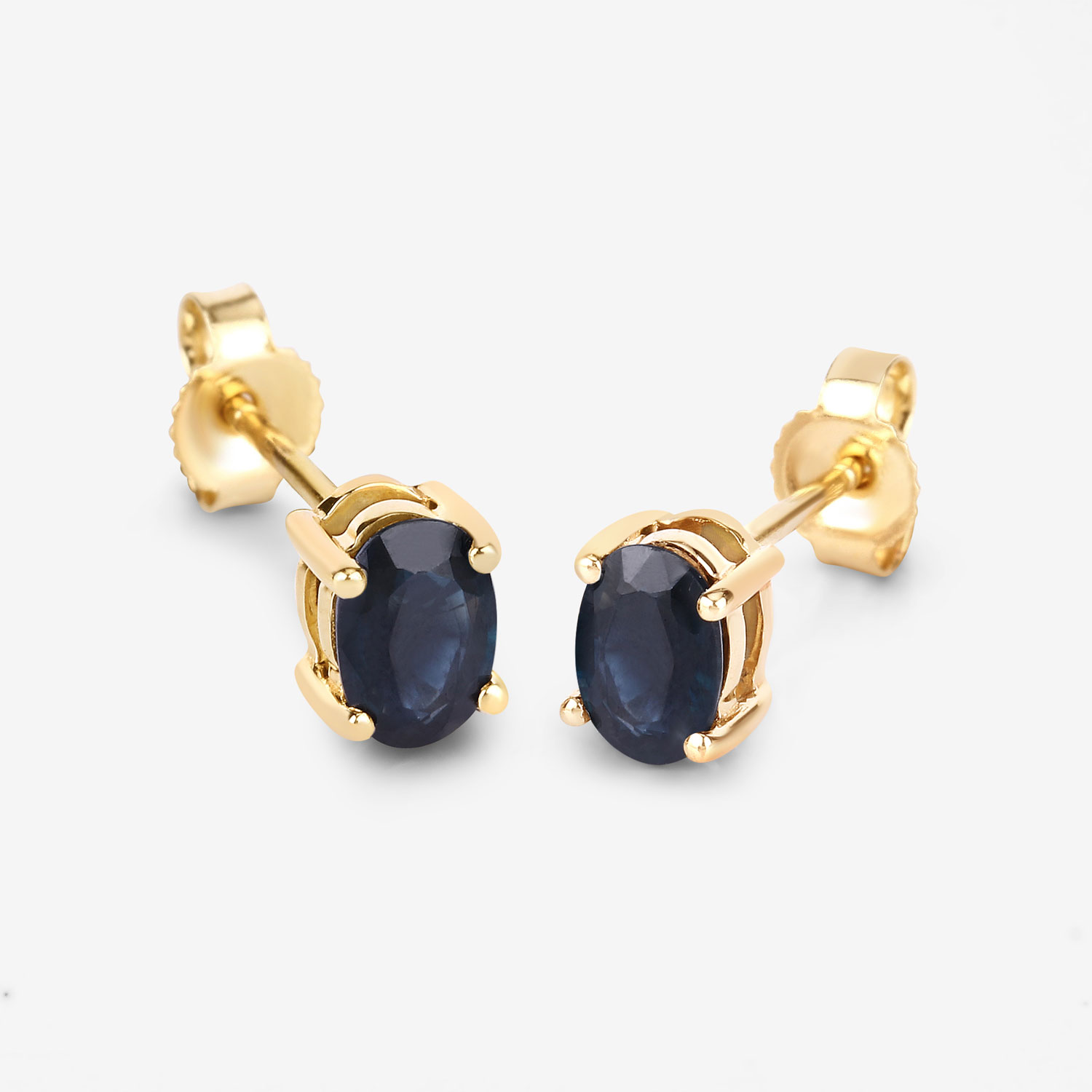 0.96 Carat Genuine Blue Sapphire 10K Yellow Gold Earrings