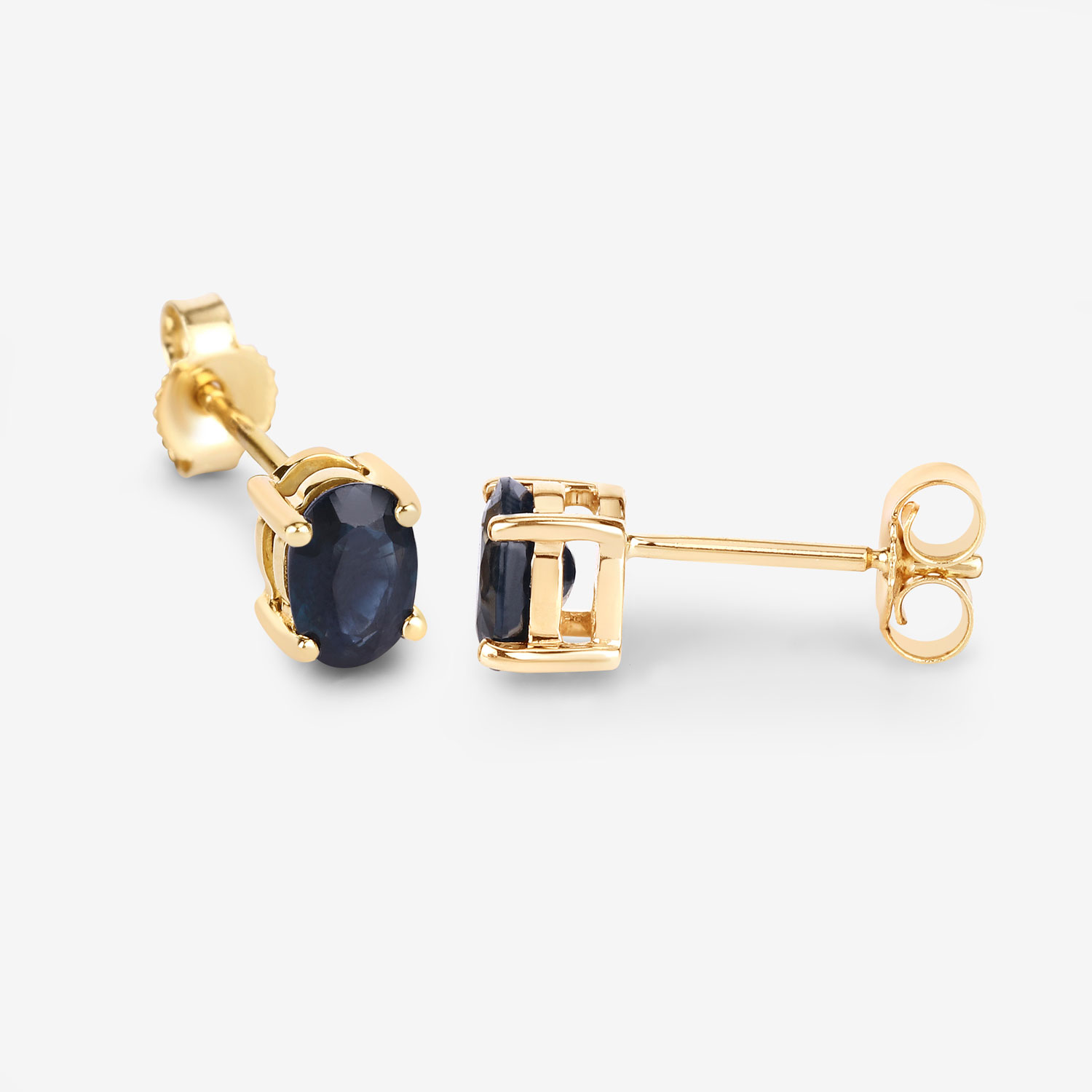 0.96 Carat Genuine Blue Sapphire 10K Yellow Gold Earrings