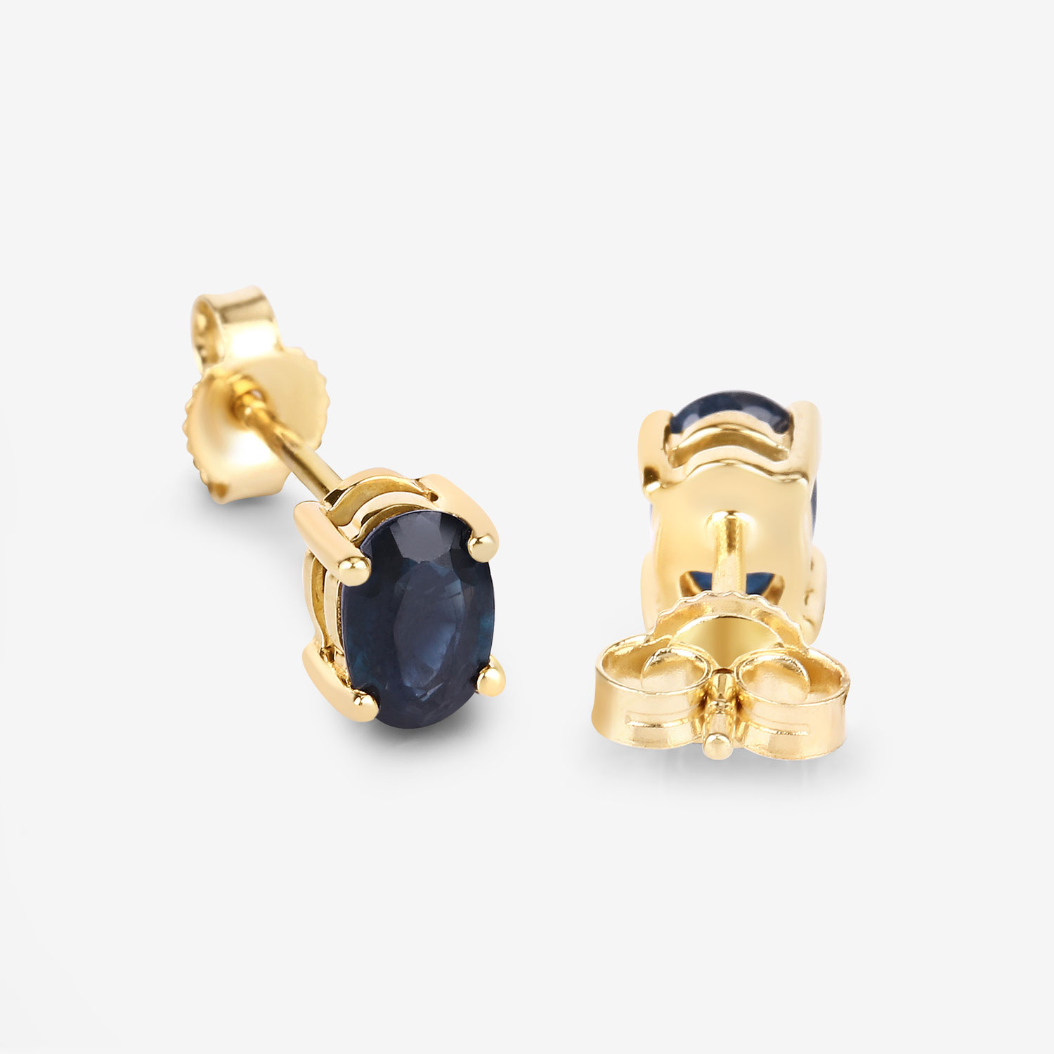 0.96 Carat Genuine Blue Sapphire 10K Yellow Gold Earrings