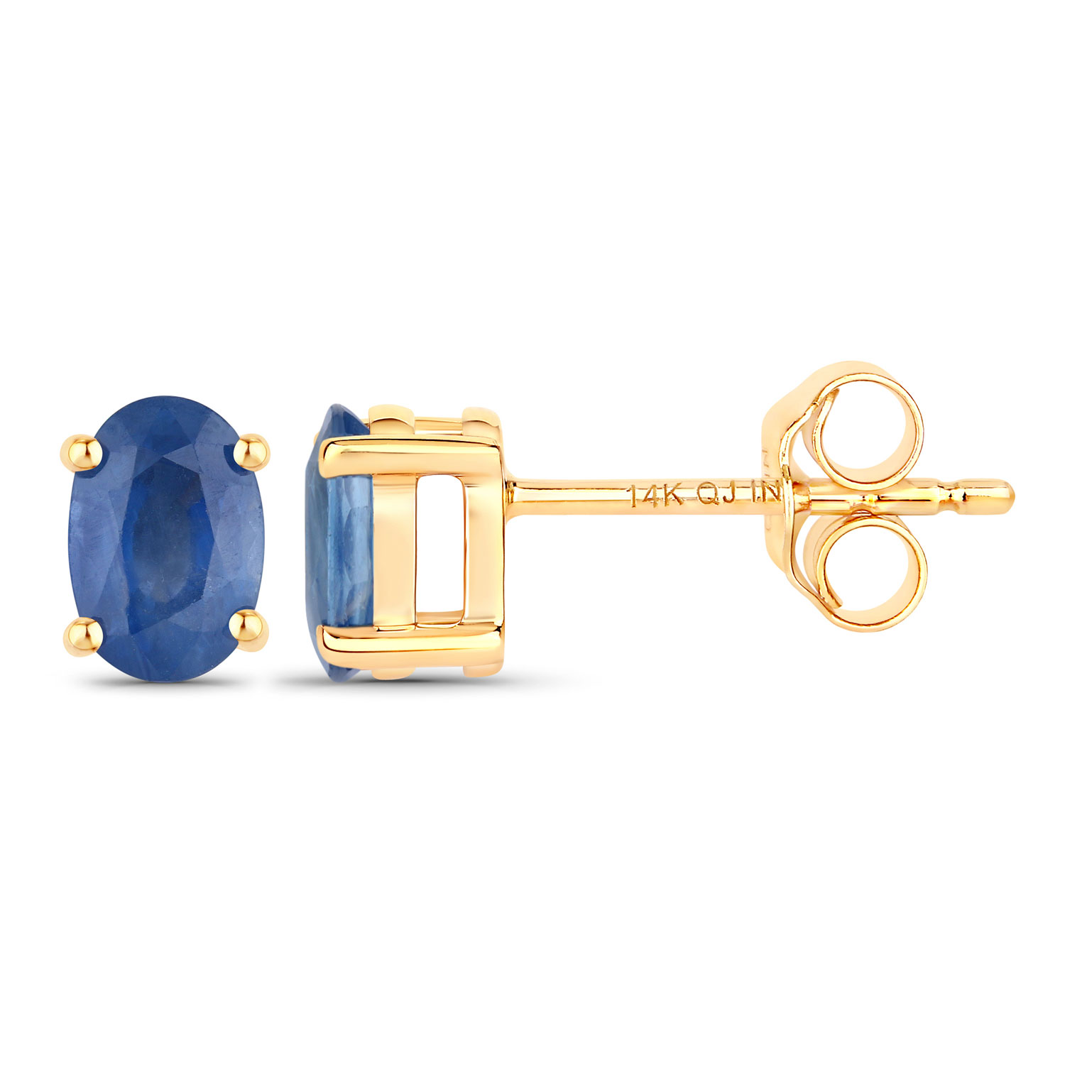 0.96 Carat Genuine Blue Sapphire 14K Yellow Gold Earrings