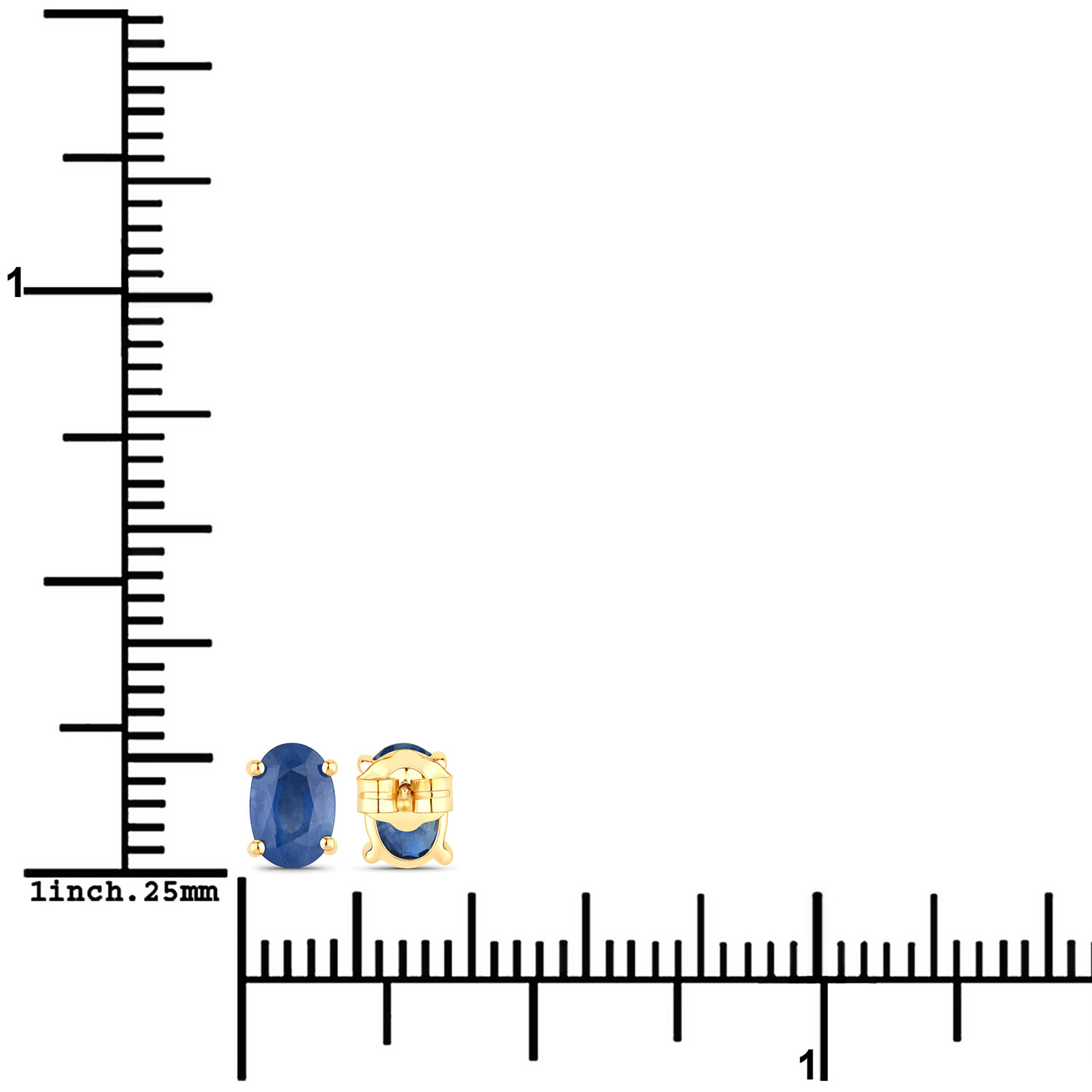 0.96 Carat Genuine Blue Sapphire 14K Yellow Gold Earrings