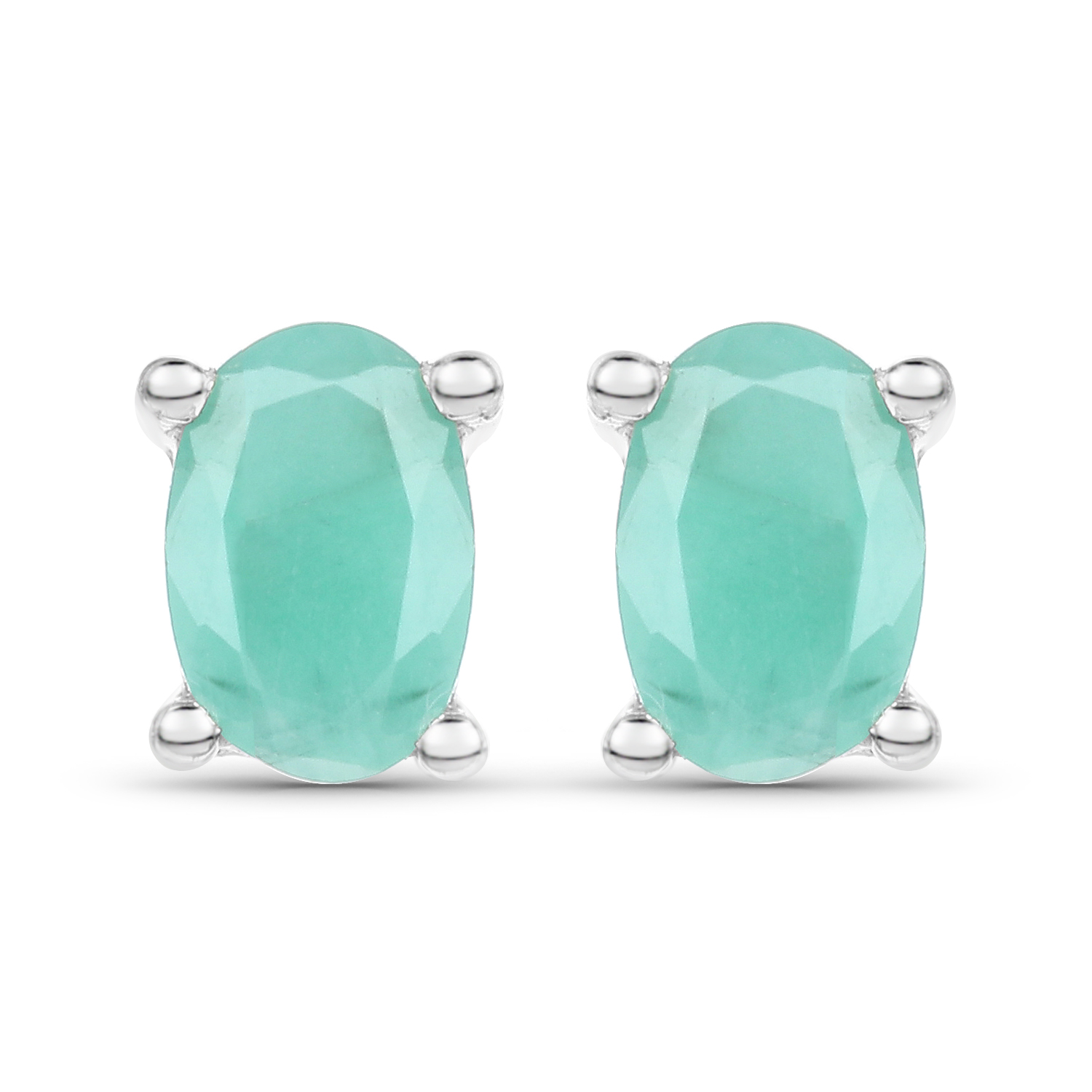 2.96 Carat Emerald, Glass Filled Ruby and Glass Filled Sapphire .925 Sterling Silver Earrings