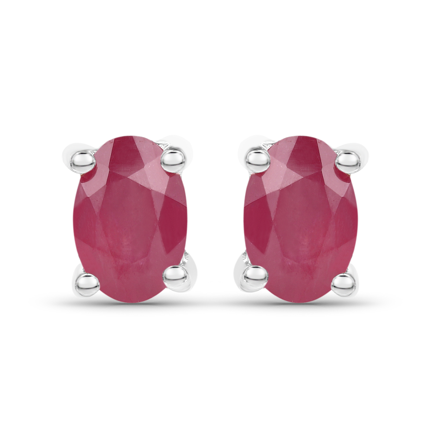 2.96 Carat Emerald, Glass Filled Ruby and Glass Filled Sapphire .925 Sterling Silver Earrings