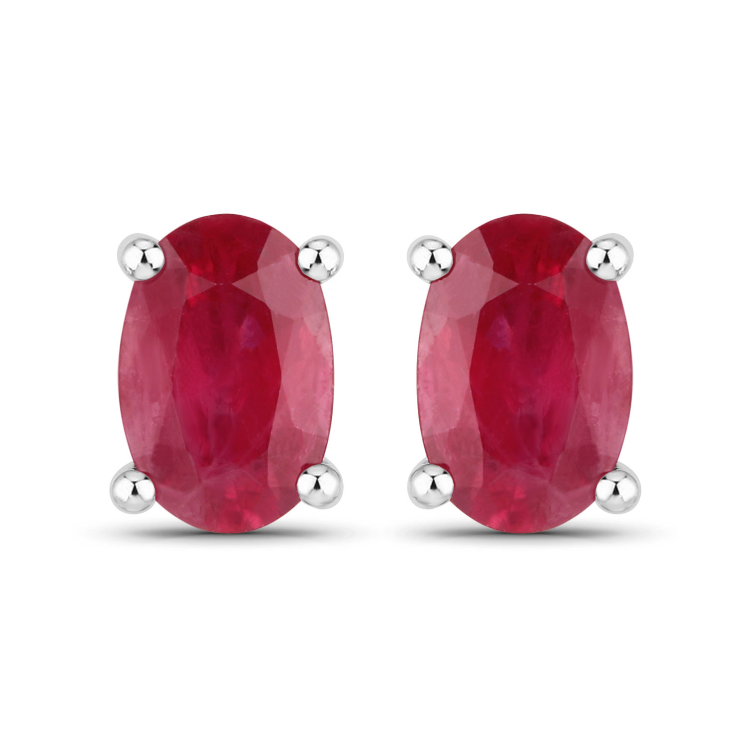 1.04 Carat Genuine Ruby 10K White Gold Earrings