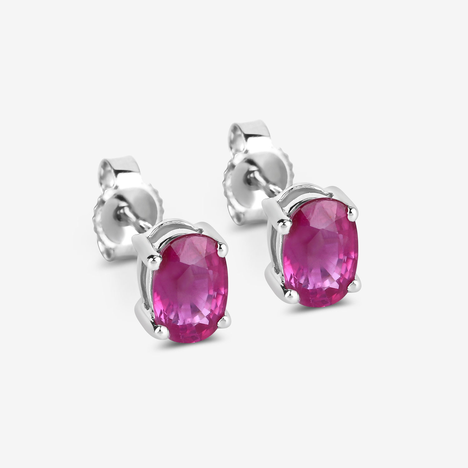 1.04 Carat Genuine Ruby 10K White Gold Earrings