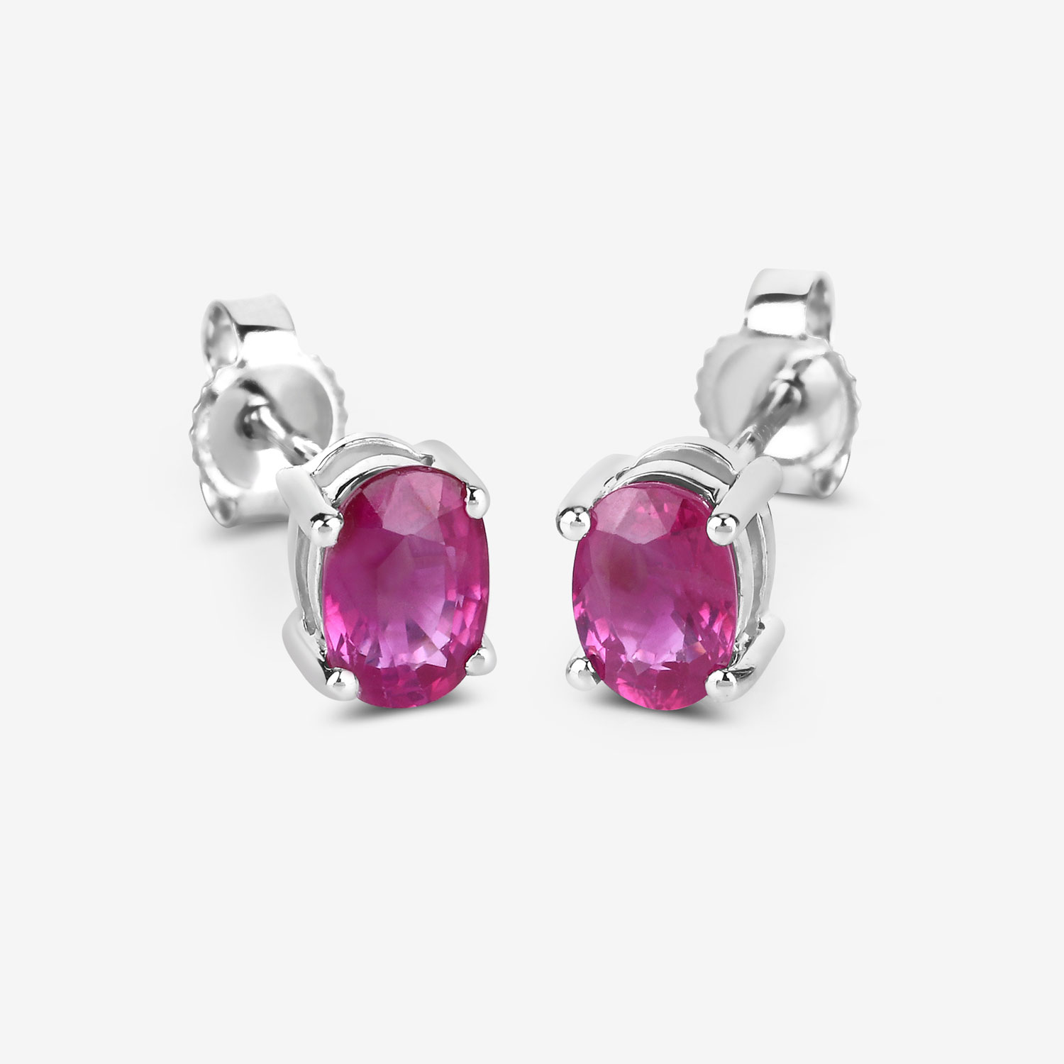 1.04 Carat Genuine Ruby 10K White Gold Earrings