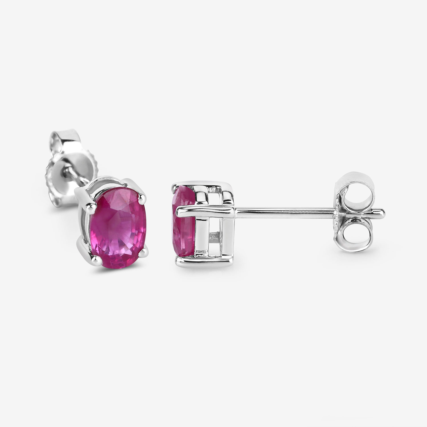 1.04 Carat Genuine Ruby 10K White Gold Earrings