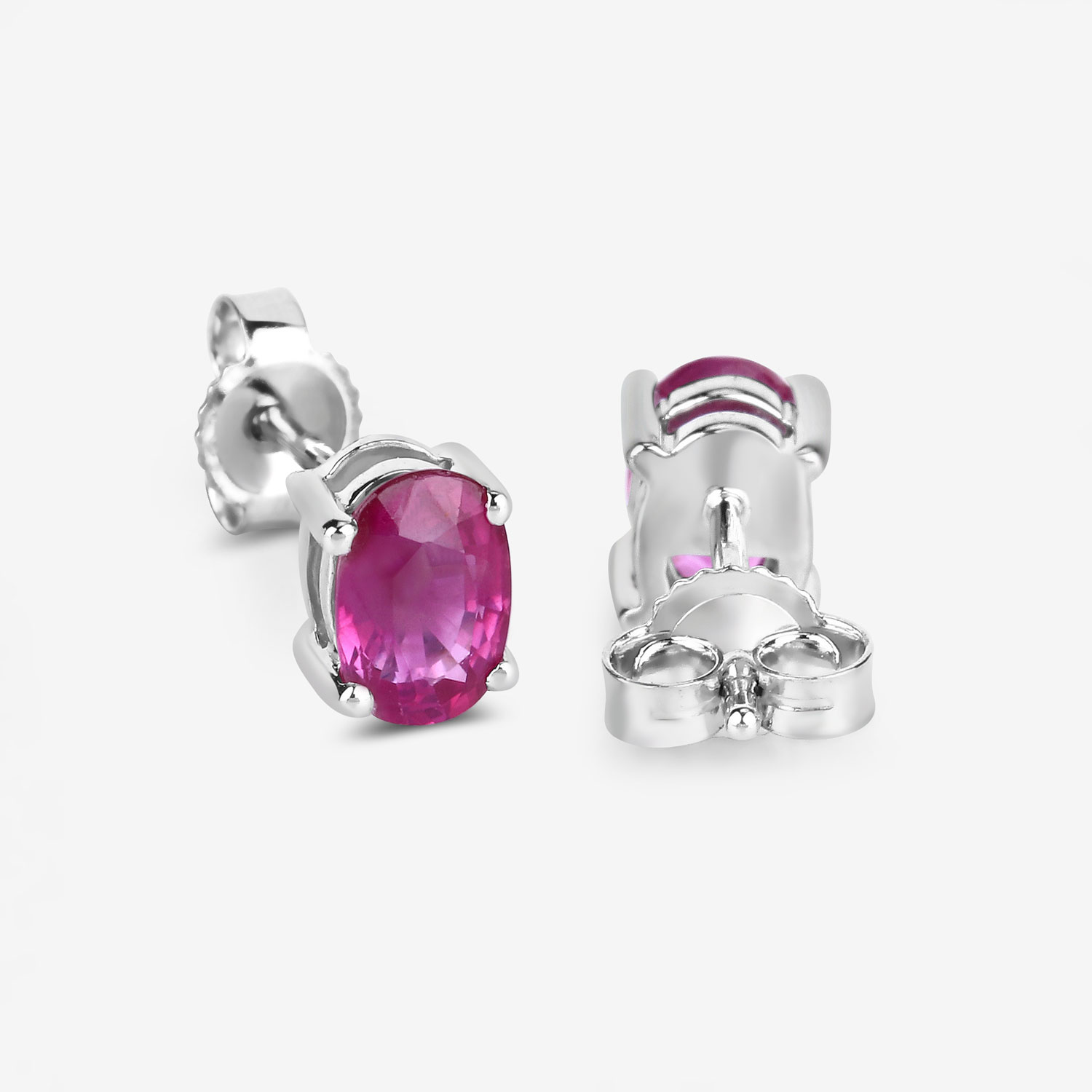 1.04 Carat Genuine Ruby 10K White Gold Earrings