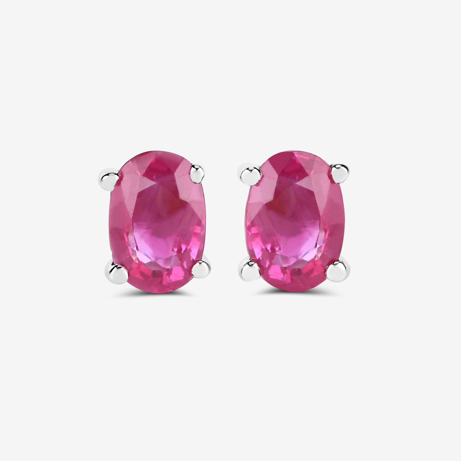 1.04 Carat Genuine Ruby 10K White Gold Earrings