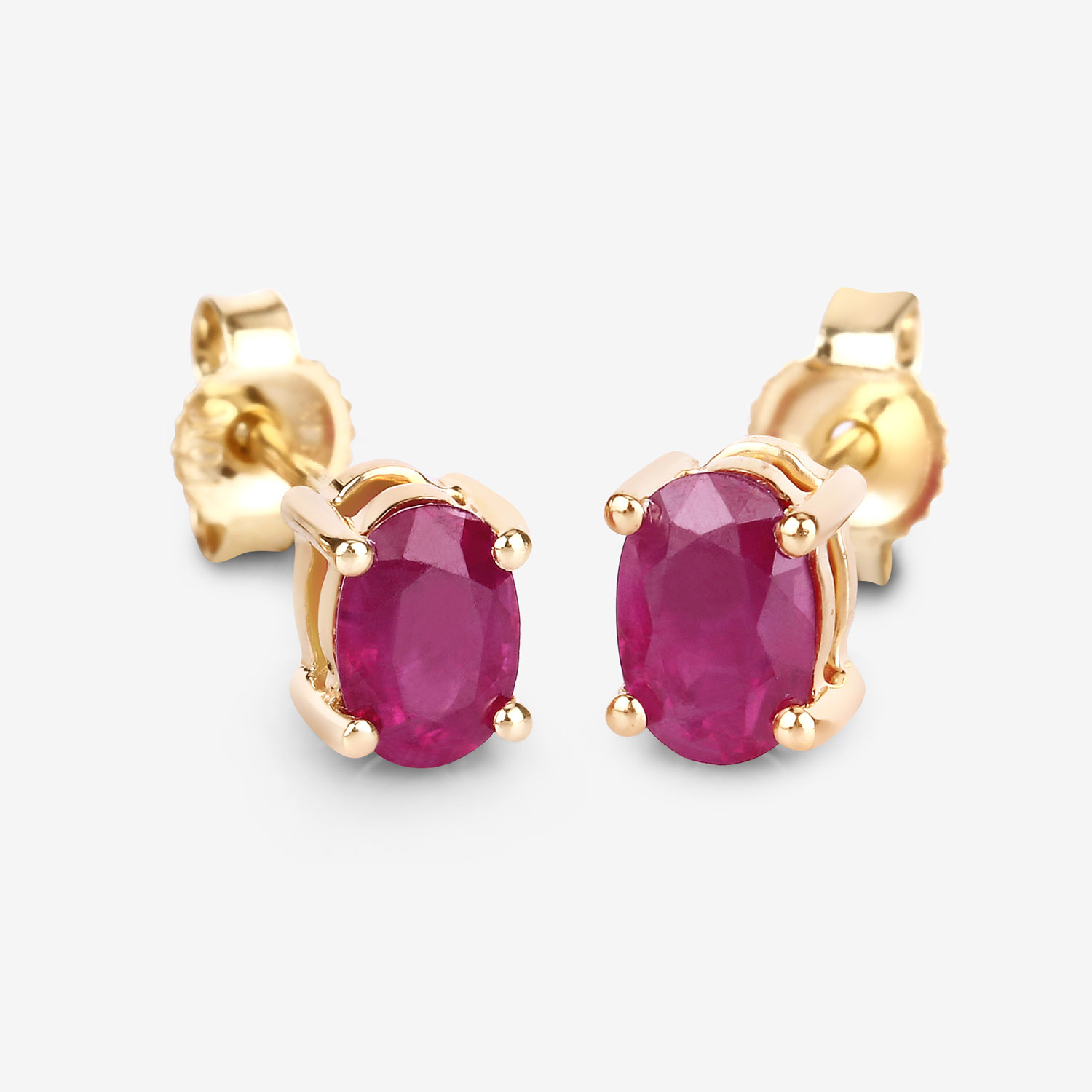 1.04 Carat Genuine Ruby 10K Yellow Gold Earrings