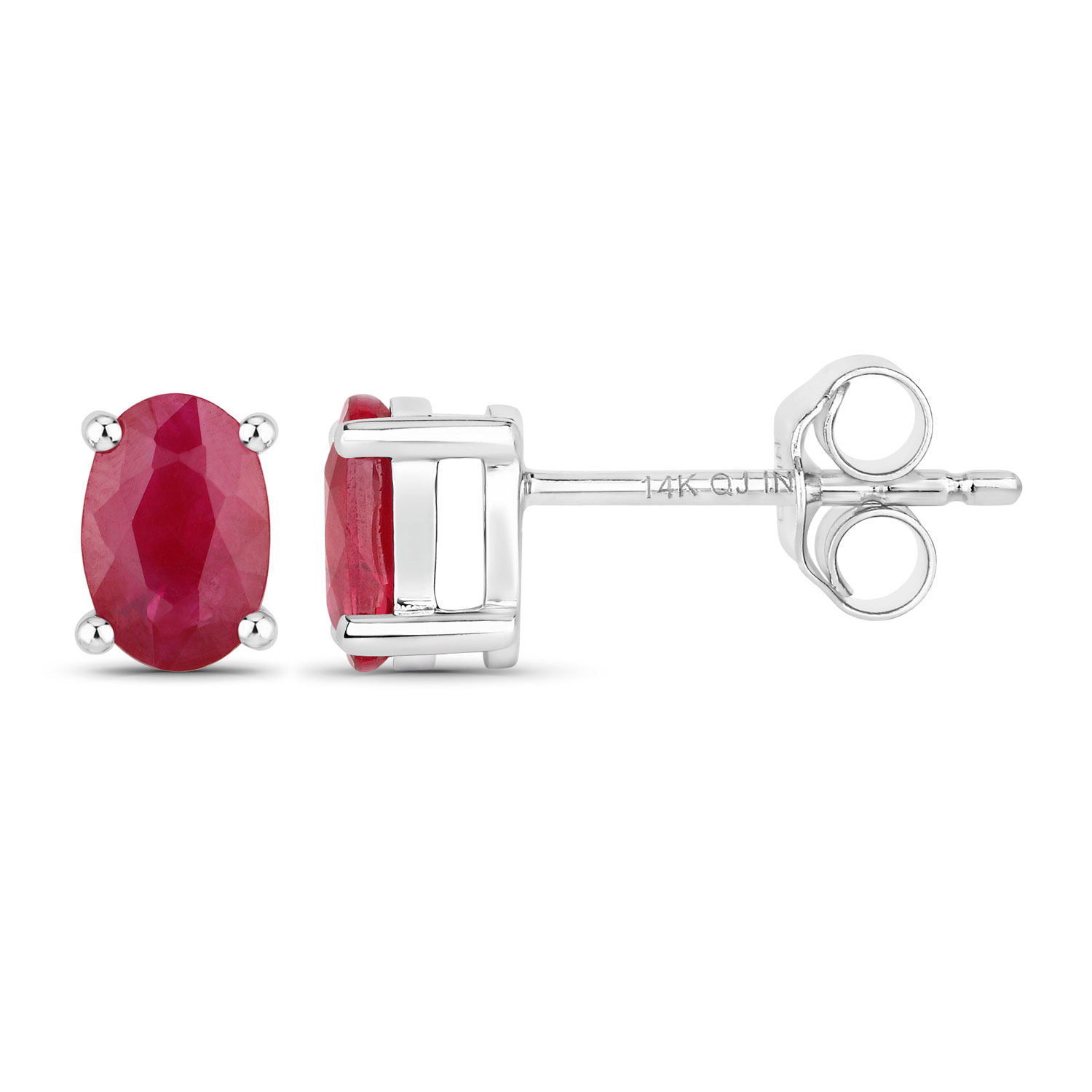 1.04 Carat Genuine Ruby 14K White Gold Earrings