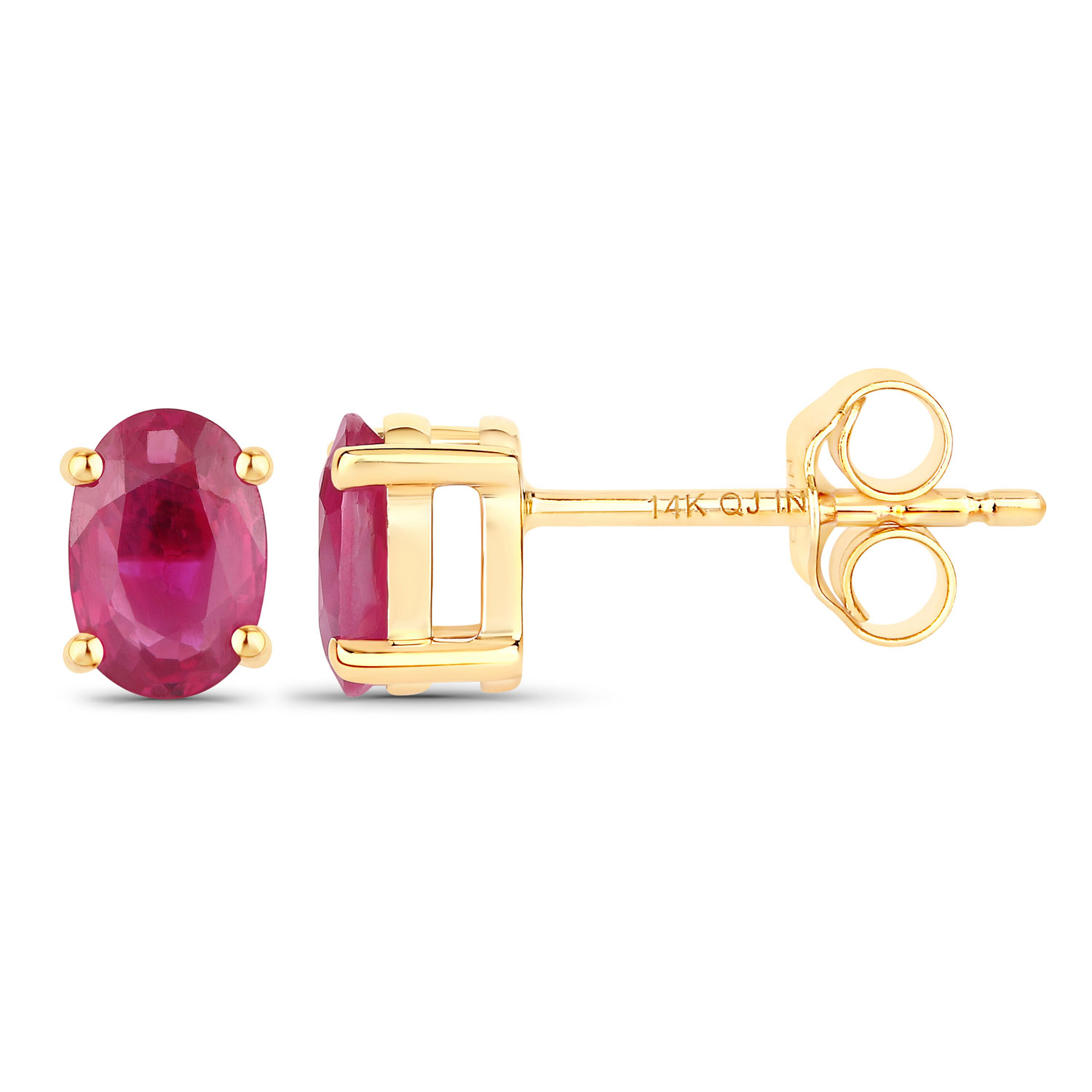 1.04 Carat Genuine Ruby 14K Yellow Gold Earrings