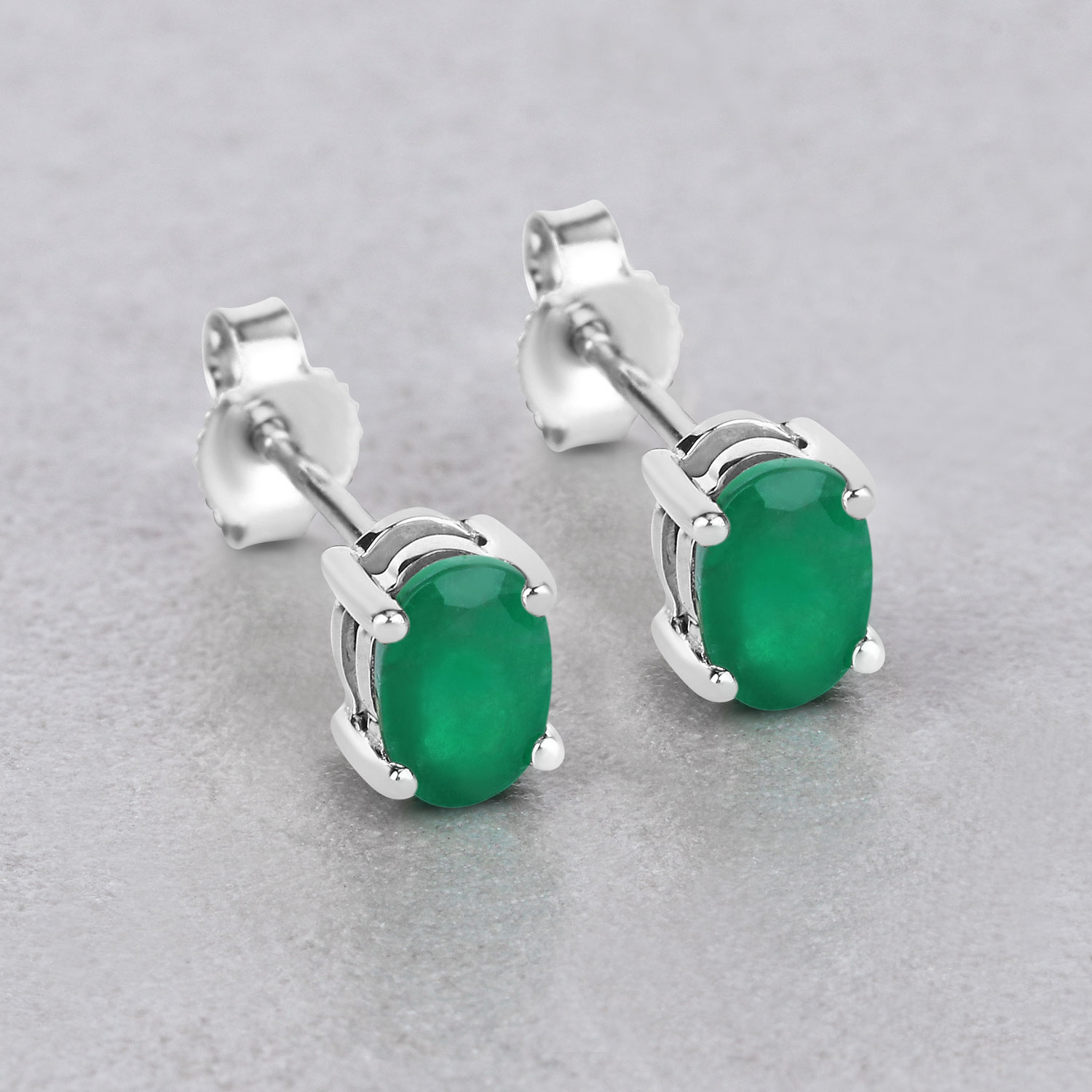 0.88 Carat Genuine Zambian Emerald 10K White Gold Earrings