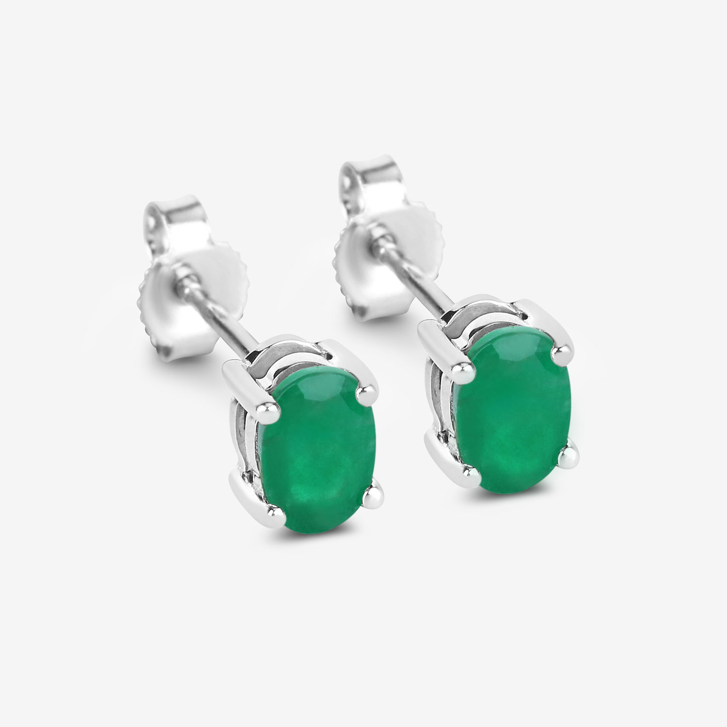 0.88 Carat Genuine Zambian Emerald 10K White Gold Earrings