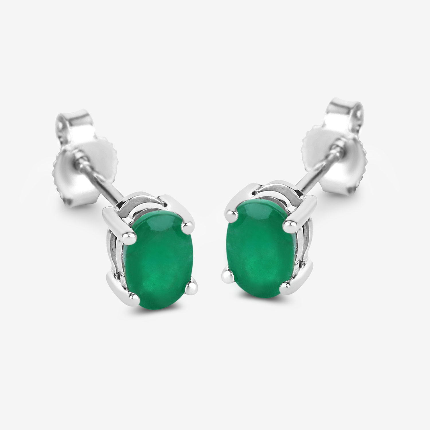 0.88 Carat Genuine Zambian Emerald 10K White Gold Earrings
