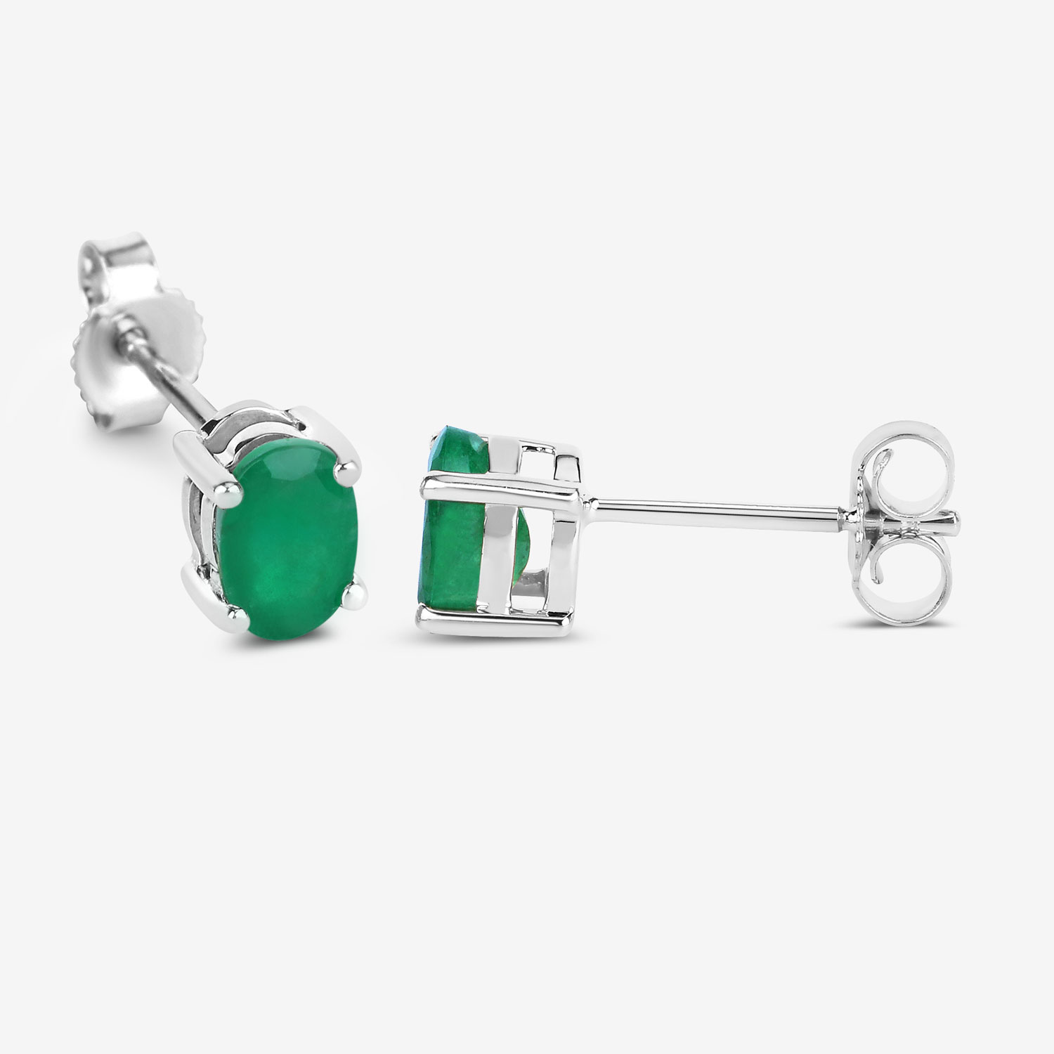 0.88 Carat Genuine Zambian Emerald 10K White Gold Earrings