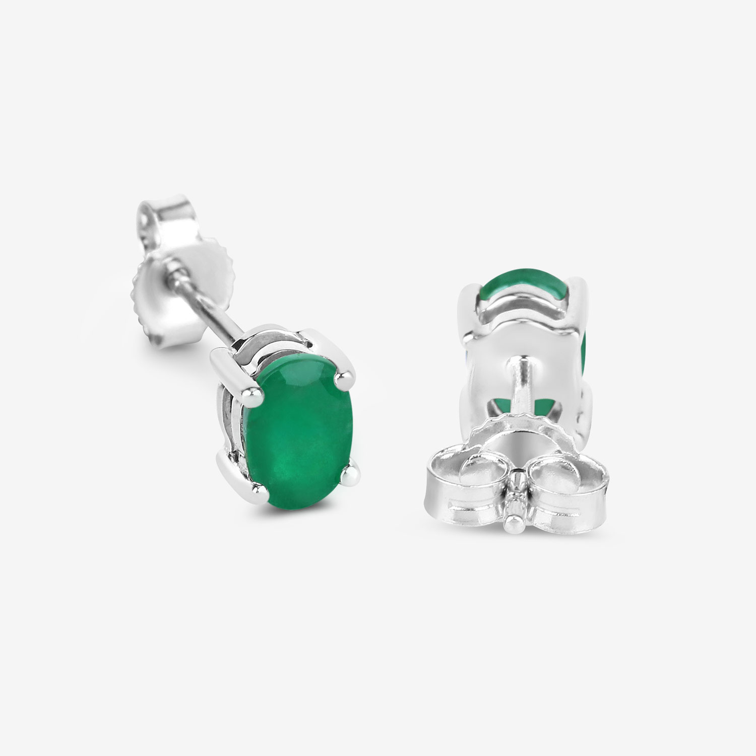 0.88 Carat Genuine Zambian Emerald 10K White Gold Earrings
