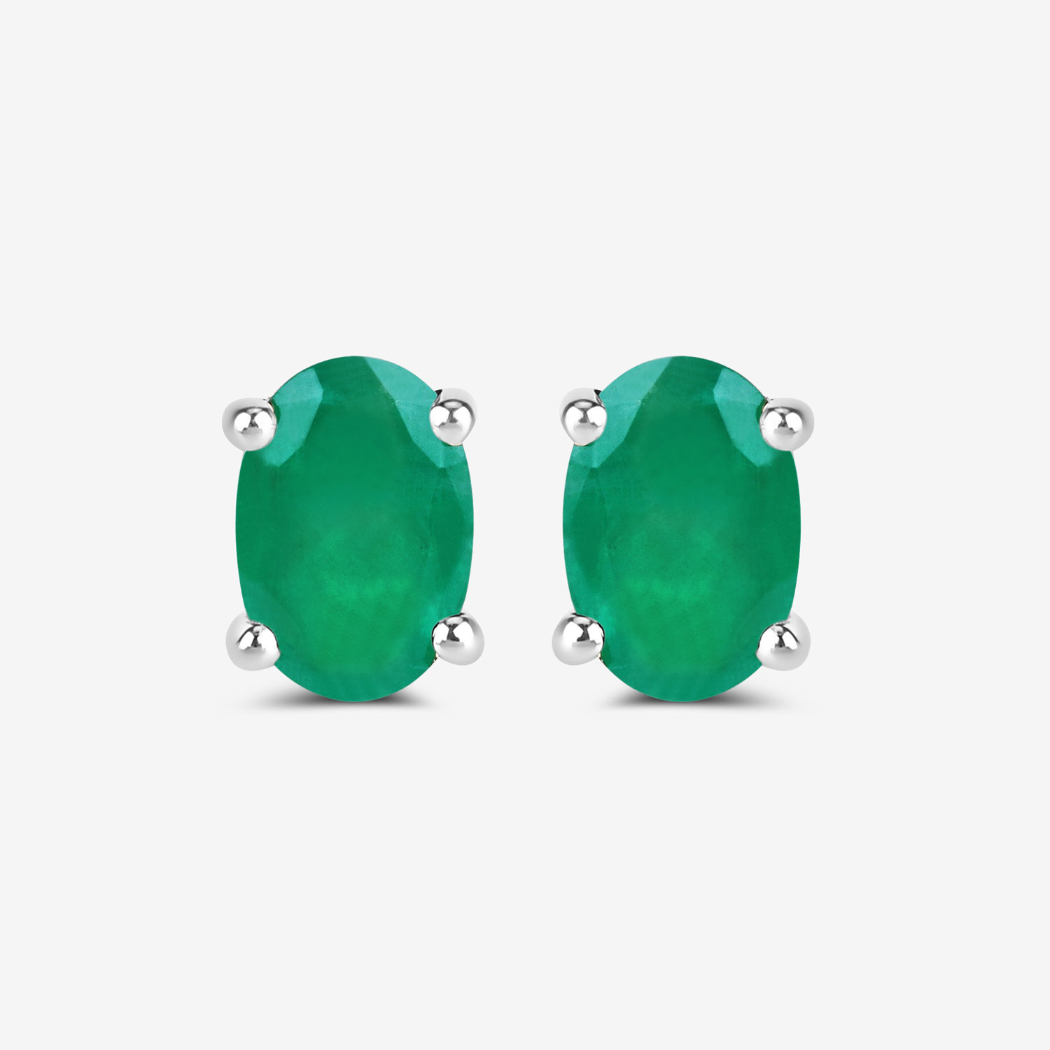 0.88 Carat Genuine Zambian Emerald 10K White Gold Earrings