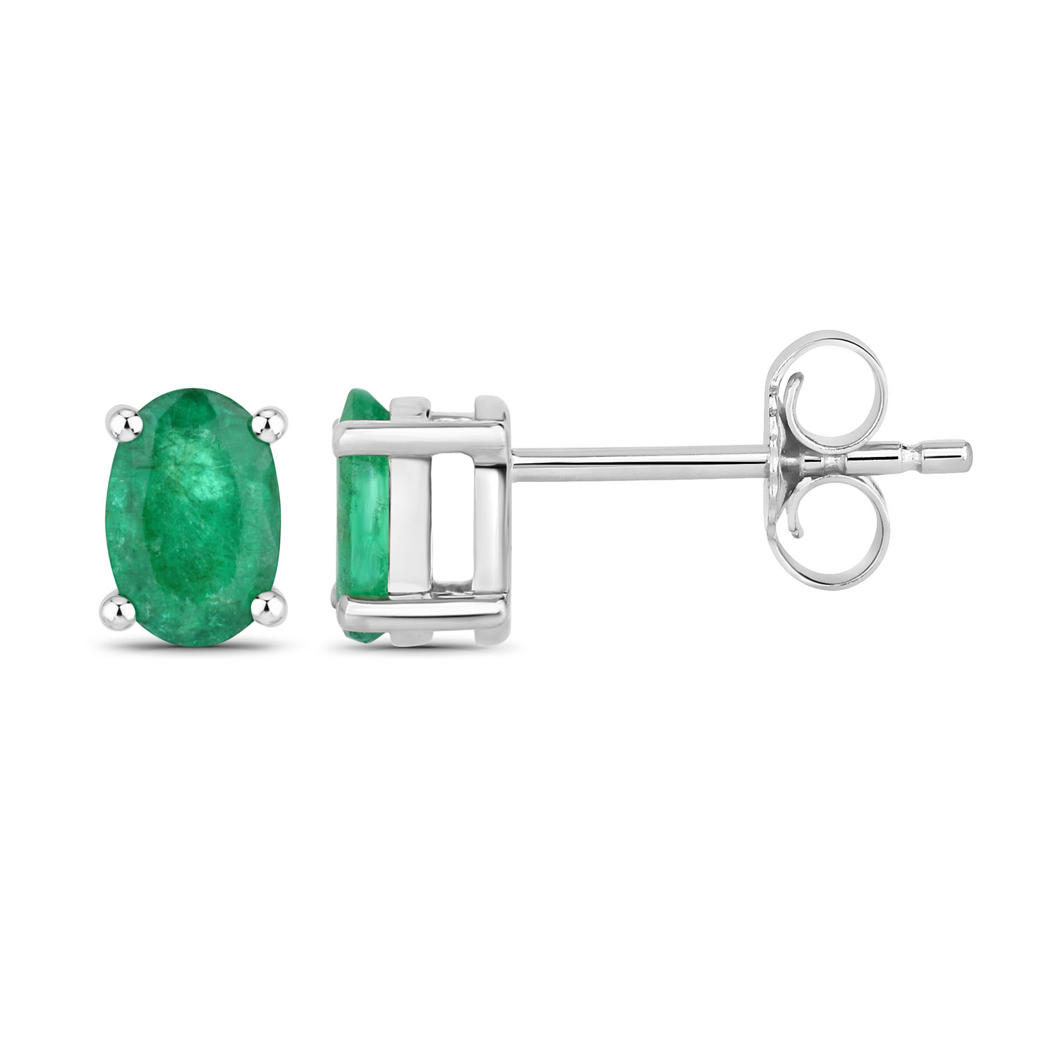 0.88 Carat Genuine Zambian Emerald 10K White Gold Earrings